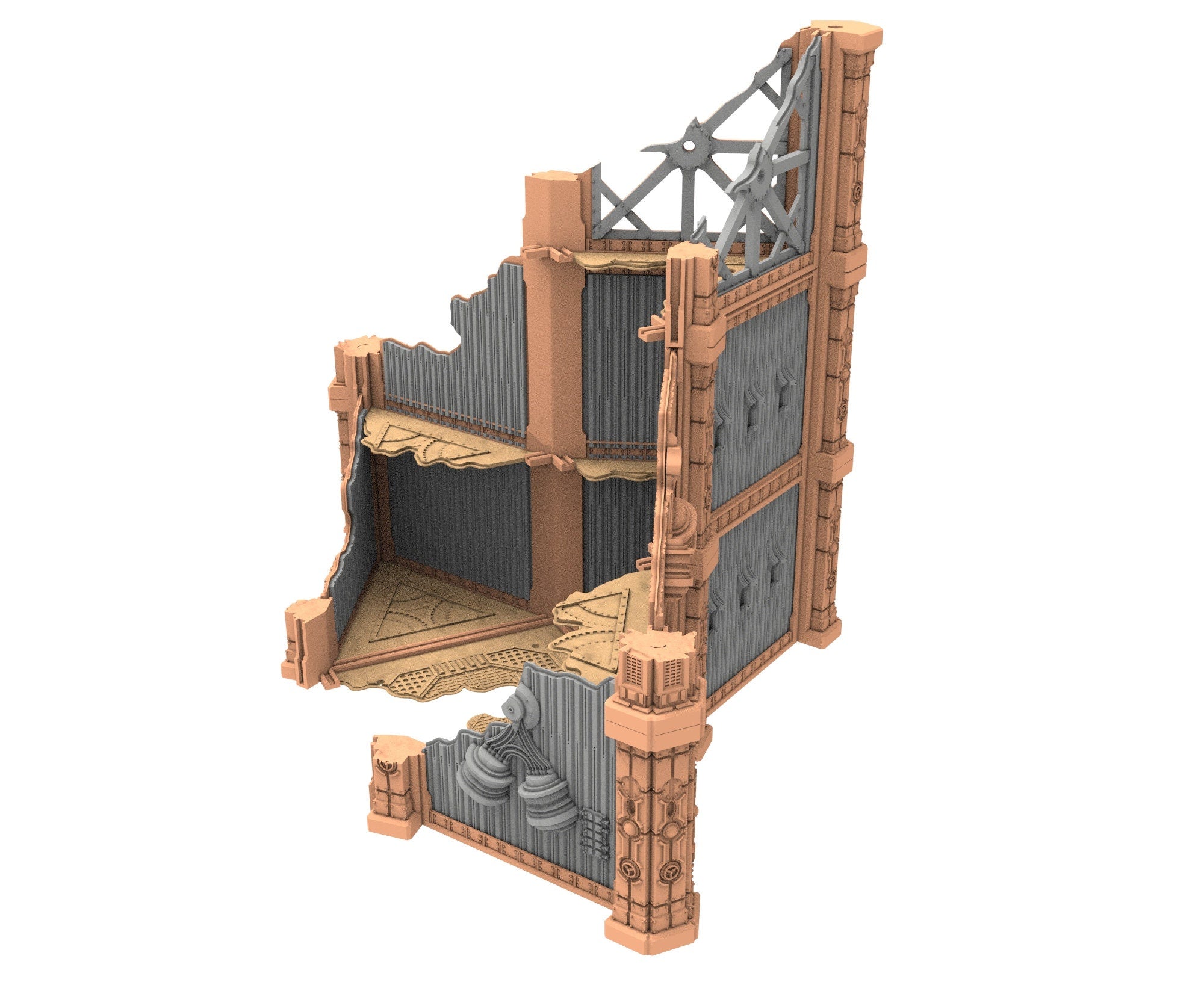 Military Ruined building printed in PLA and resin usable for warmachine, Damocles, One Page Rule, Firefight, infinity, scifi wargame...