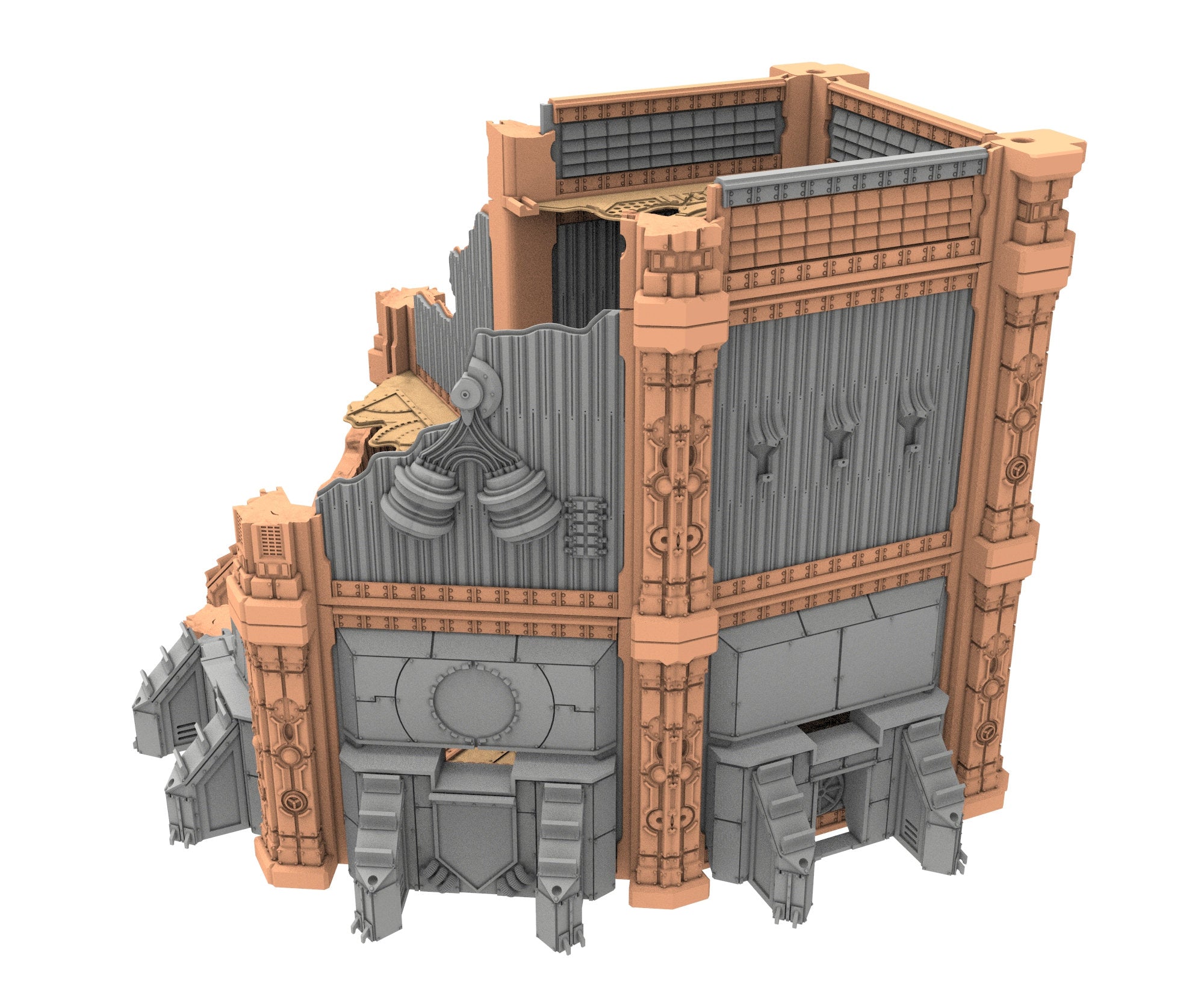 Military Ruined building printed in PLA and resin usable for warmachine, Damocles, One Page Rule, Firefight, infinity, scifi wargame...