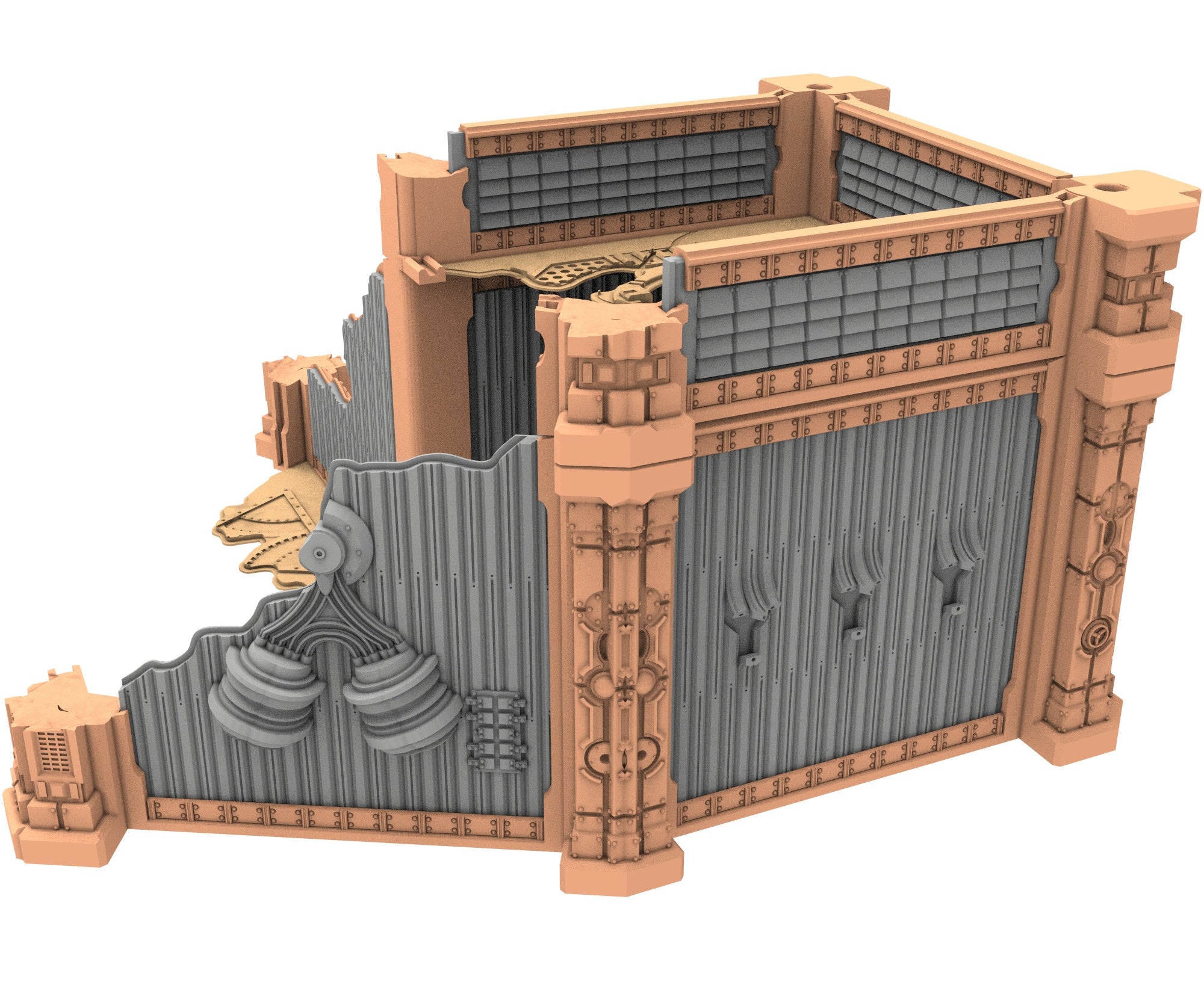 Military Ruined building printed in PLA and resin usable for warmachine, Damocles, One Page Rule, Firefight, infinity, scifi wargame...