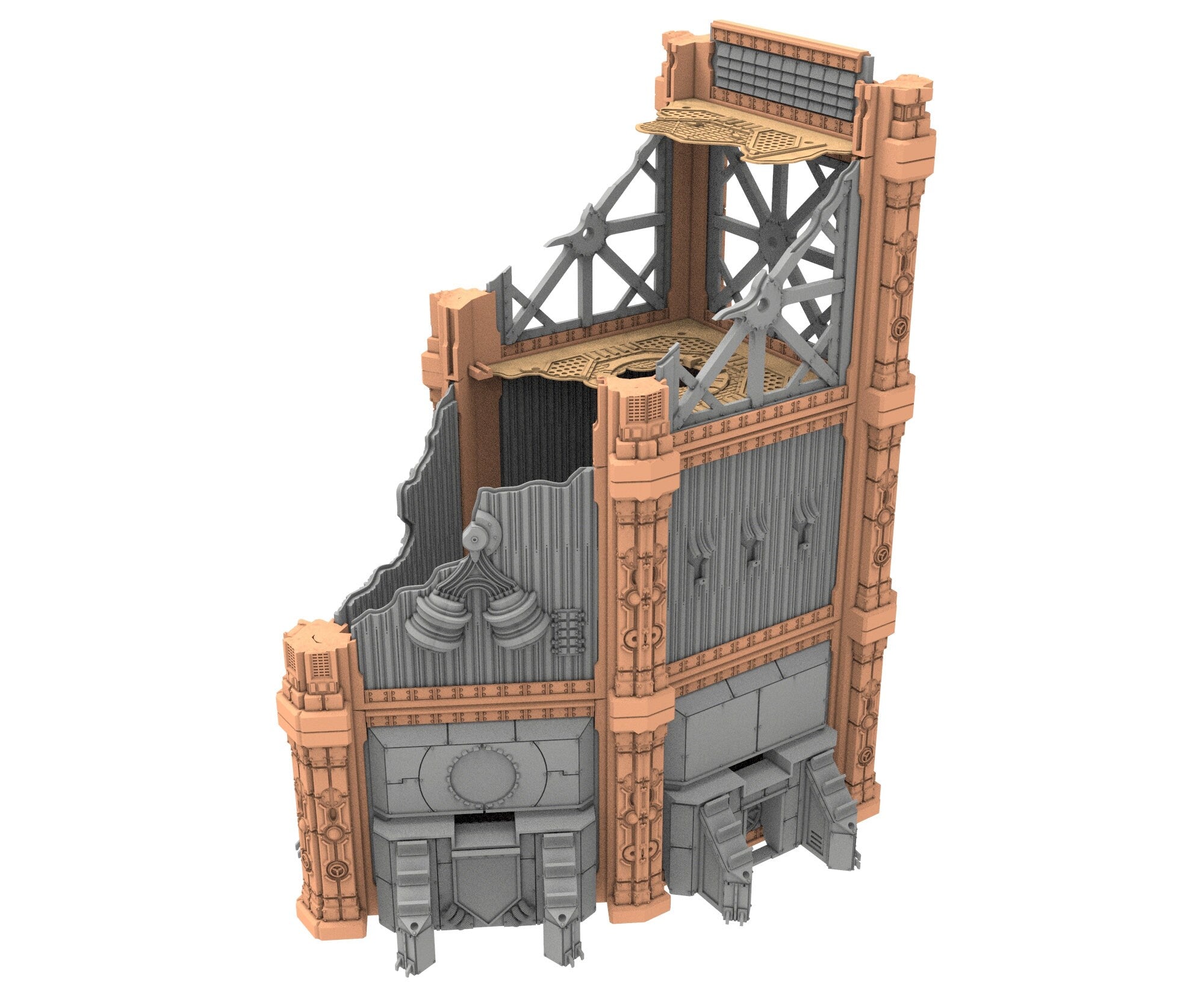 Military Ruined building printed in PLA and resin usable for warmachine, Damocles, One Page Rule, Firefight, infinity, scifi wargame...