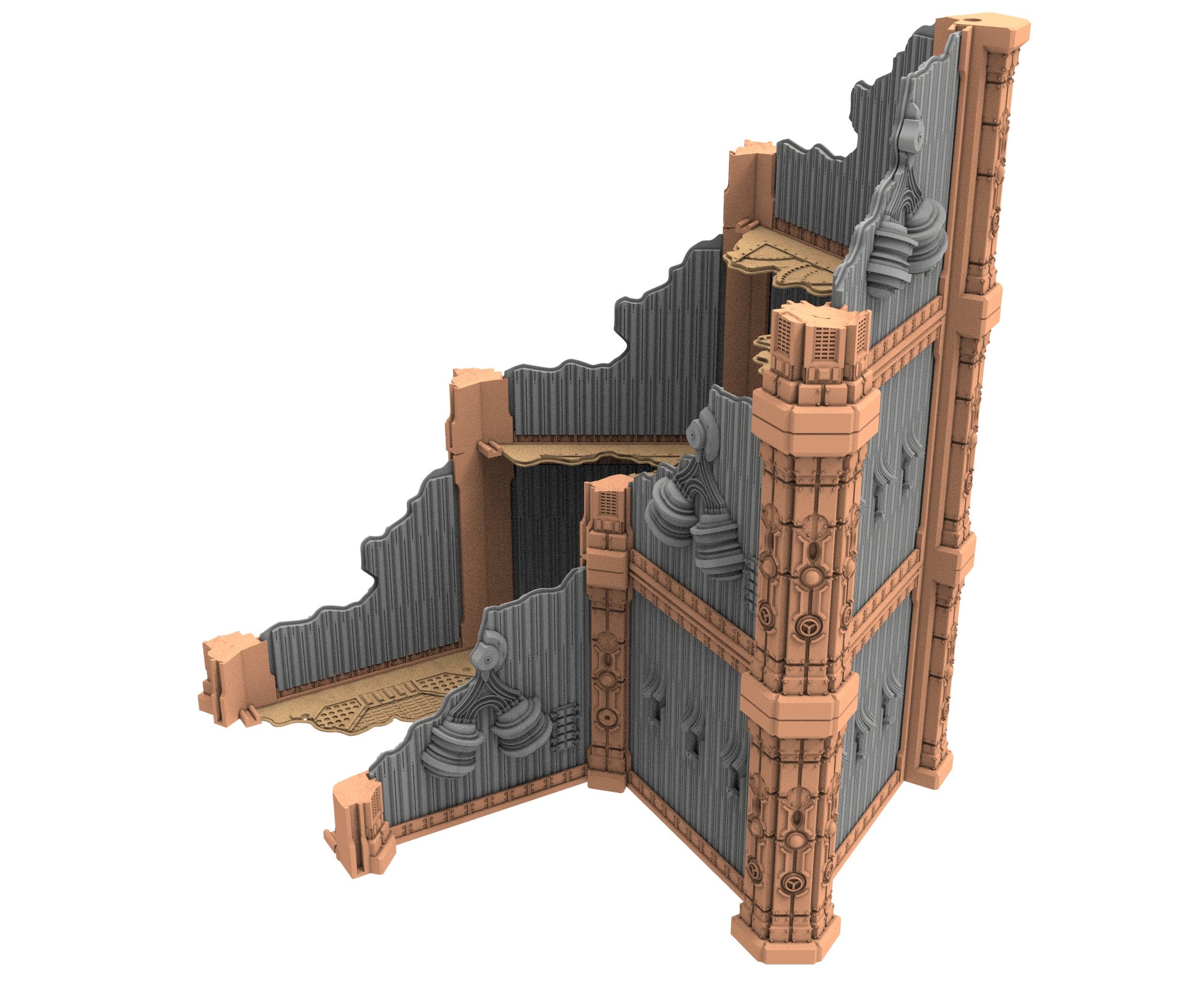 Military Ruined building printed in PLA and resin usable for warmachine, Damocles, One Page Rule, Firefight, infinity, scifi wargame...