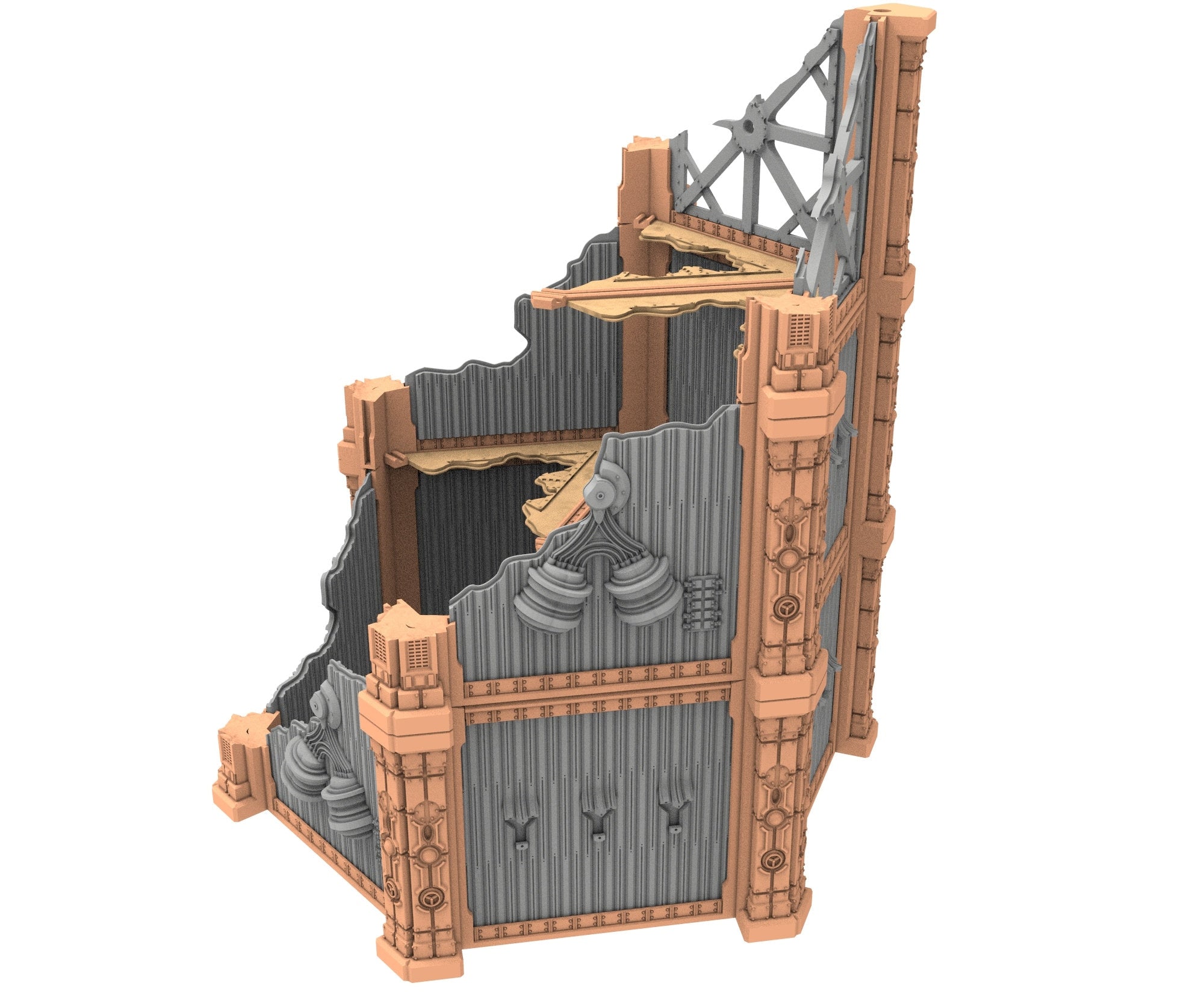 Military Ruined building printed in PLA and resin usable for warmachine, Damocles, One Page Rule, Firefight, infinity, scifi wargame...