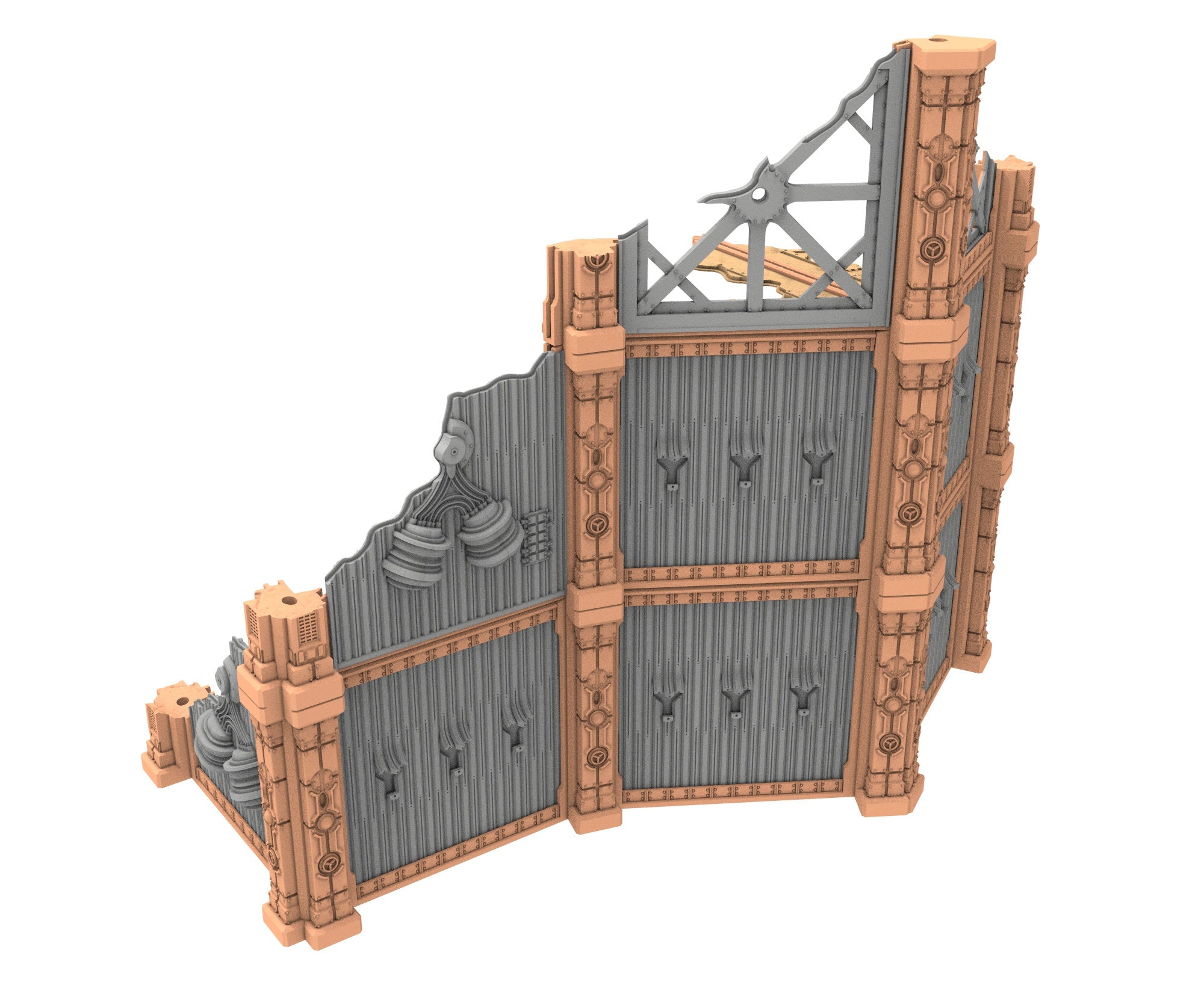 Military Ruined building printed in PLA and resin usable for warmachine, Damocles, One Page Rule, Firefight, infinity, scifi wargame...