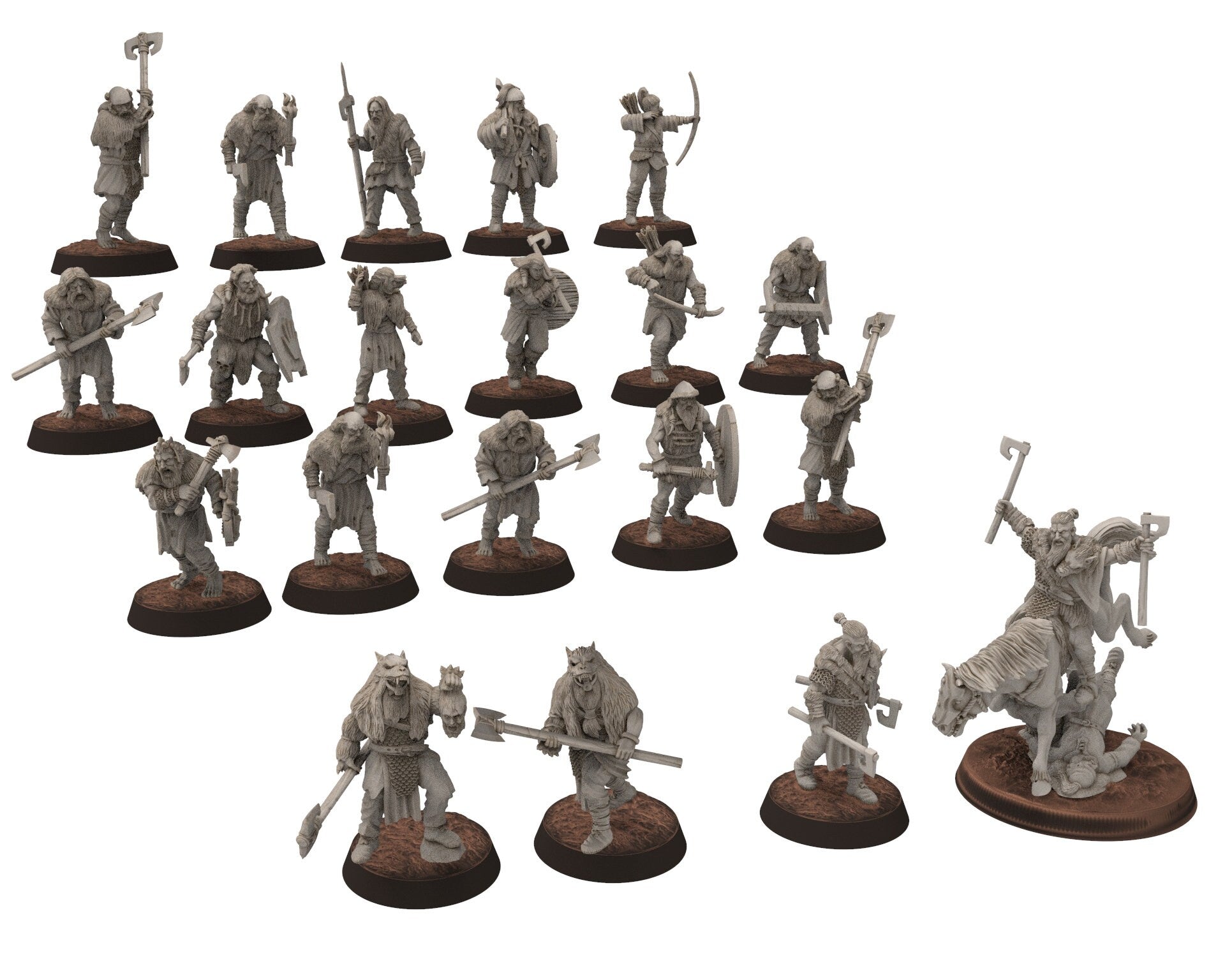 Wildmen - Hillmen Wulf Ironside, Mountaign angry warriors warband, Middle rings miniatures for wargame D&D, Lotr... Khurzluk Miniatures