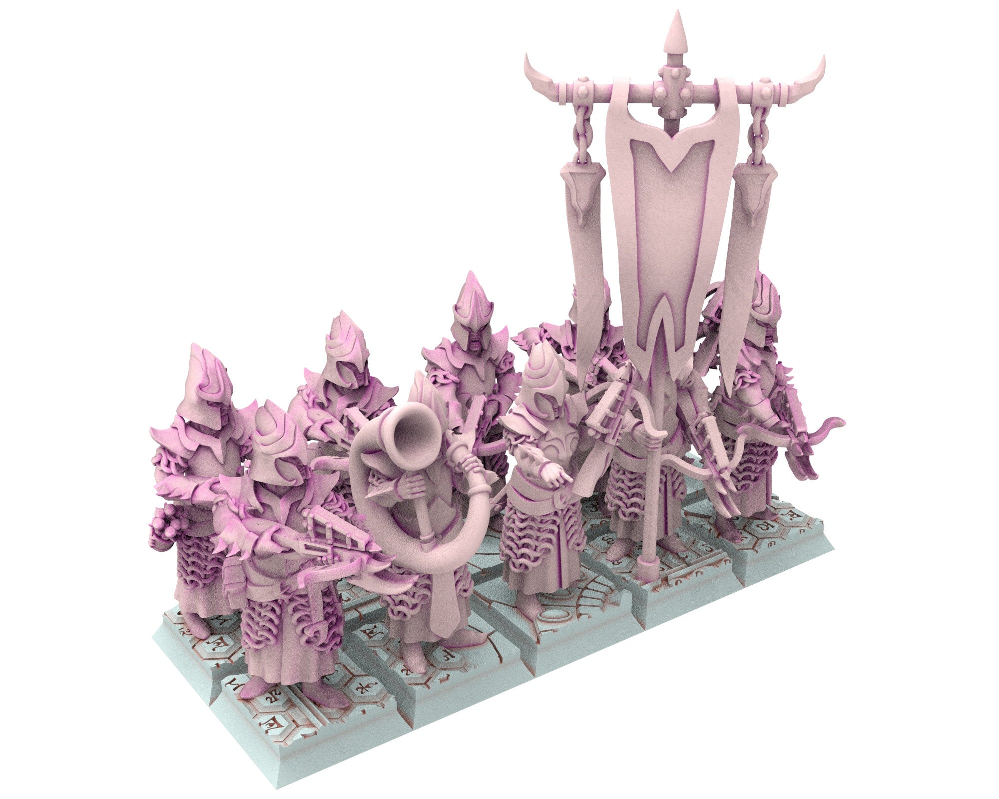 Dark Elves - Spearmen unit 20 soldiers, dark elves, Merciless north pillars usable for 9th Age, Fantasy Battle, Oldhammer, King of war, D&D