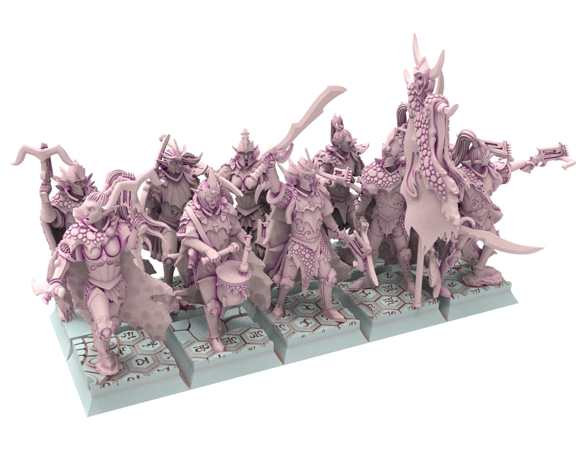 Dark Elves - 28mm Corsairs Crossbows, dark elves, Merciless north pillars usable for 9th Age, Fantasy Battle, Oldhammer, King of war, D&D