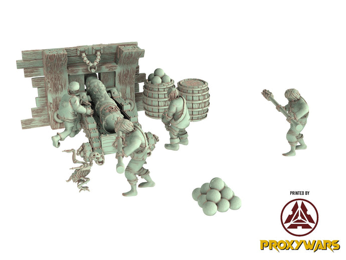 Zombie Pirates - Great Pirate Cannon, The dreaded Zombie Pirates usable for 9th Age, Fantasy Battle, Oldhammer, King of war, D&D