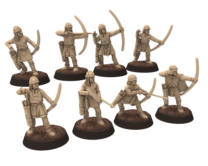 Dark Ages - Bowmen Carolingian Infantry Footmen Warriors Frank Empire, Miniatures 28mm, Wargame Historical Saga... Medbury miniature