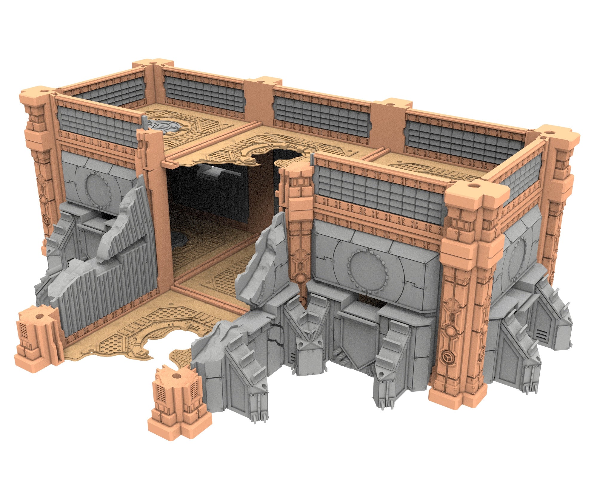 Military Ruined building printed in PLA and resin usable for warmachine, Damocles, One Page Rule, Firefight, infinity, scifi wargame...