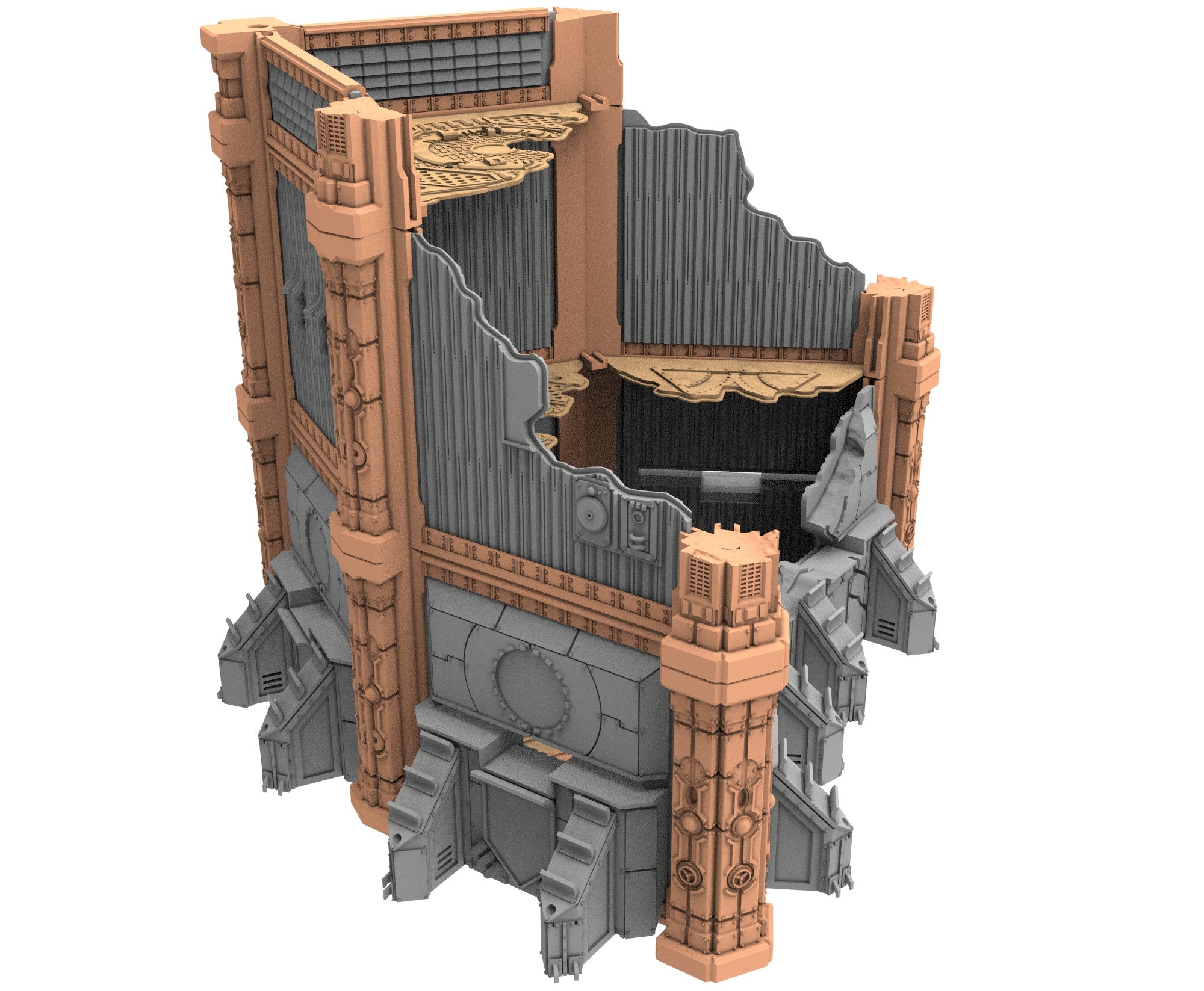 Military Ruined building printed in PLA and resin usable for warmachine, Damocles, One Page Rule, Firefight, infinity, scifi wargame...