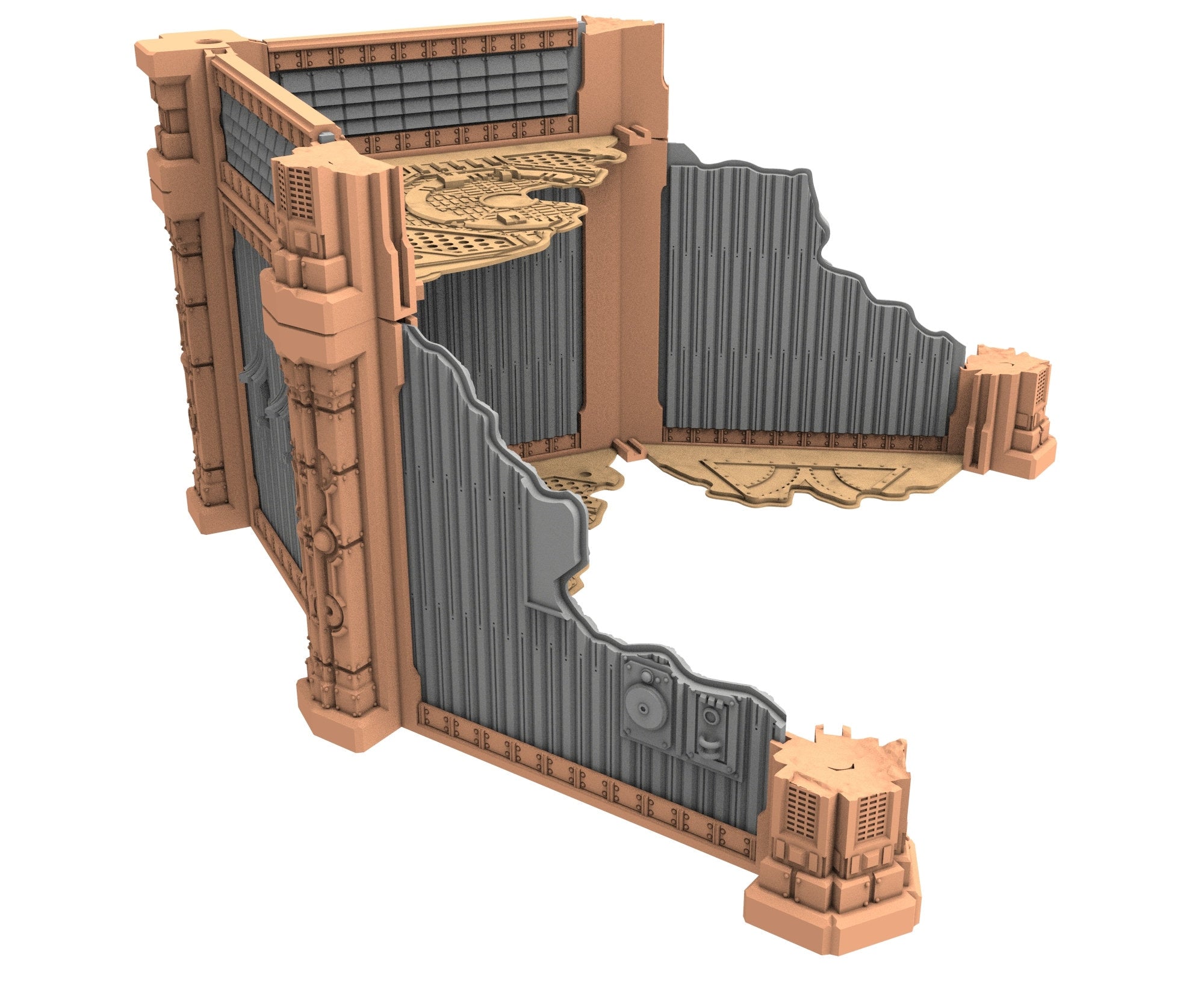 Military Ruined building printed in PLA and resin usable for warmachine, Damocles, One Page Rule, Firefight, infinity, scifi wargame...