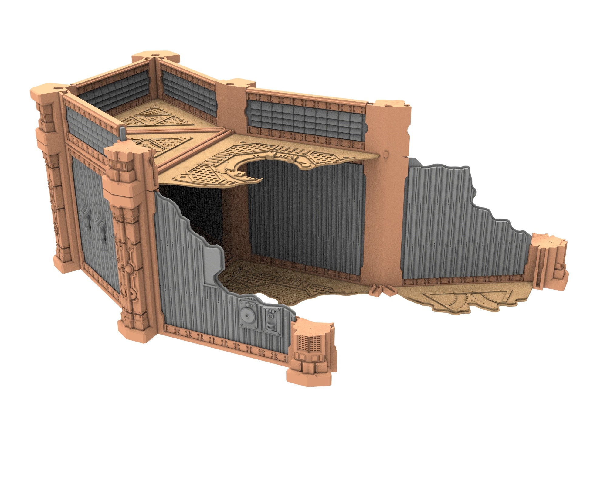 Military Ruined building printed in PLA and resin usable for warmachine, Damocles, One Page Rule, Firefight, infinity, scifi wargame...