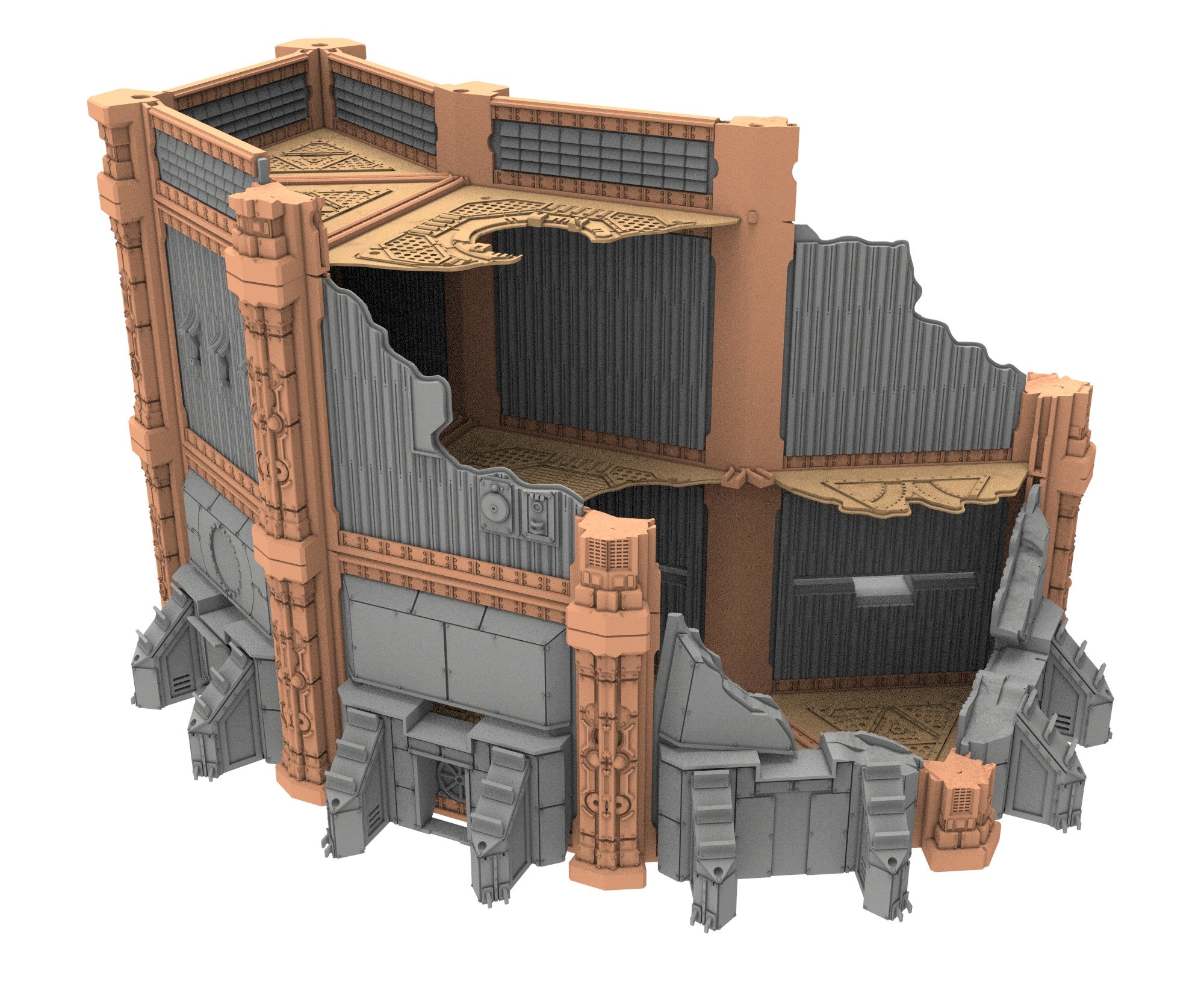 Military Ruined building printed in PLA and resin usable for warmachine, Damocles, One Page Rule, Firefight, infinity, scifi wargame...