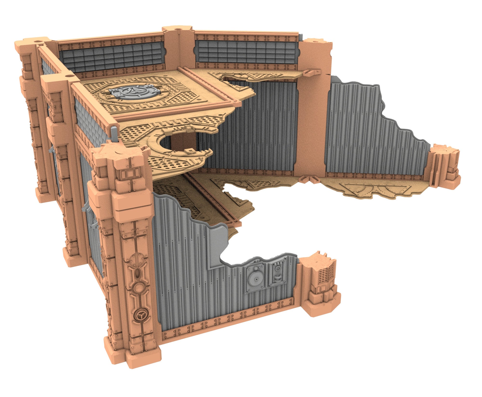 Military Ruined building printed in PLA and resin usable for warmachine, Damocles, One Page Rule, Firefight, infinity, scifi wargame...