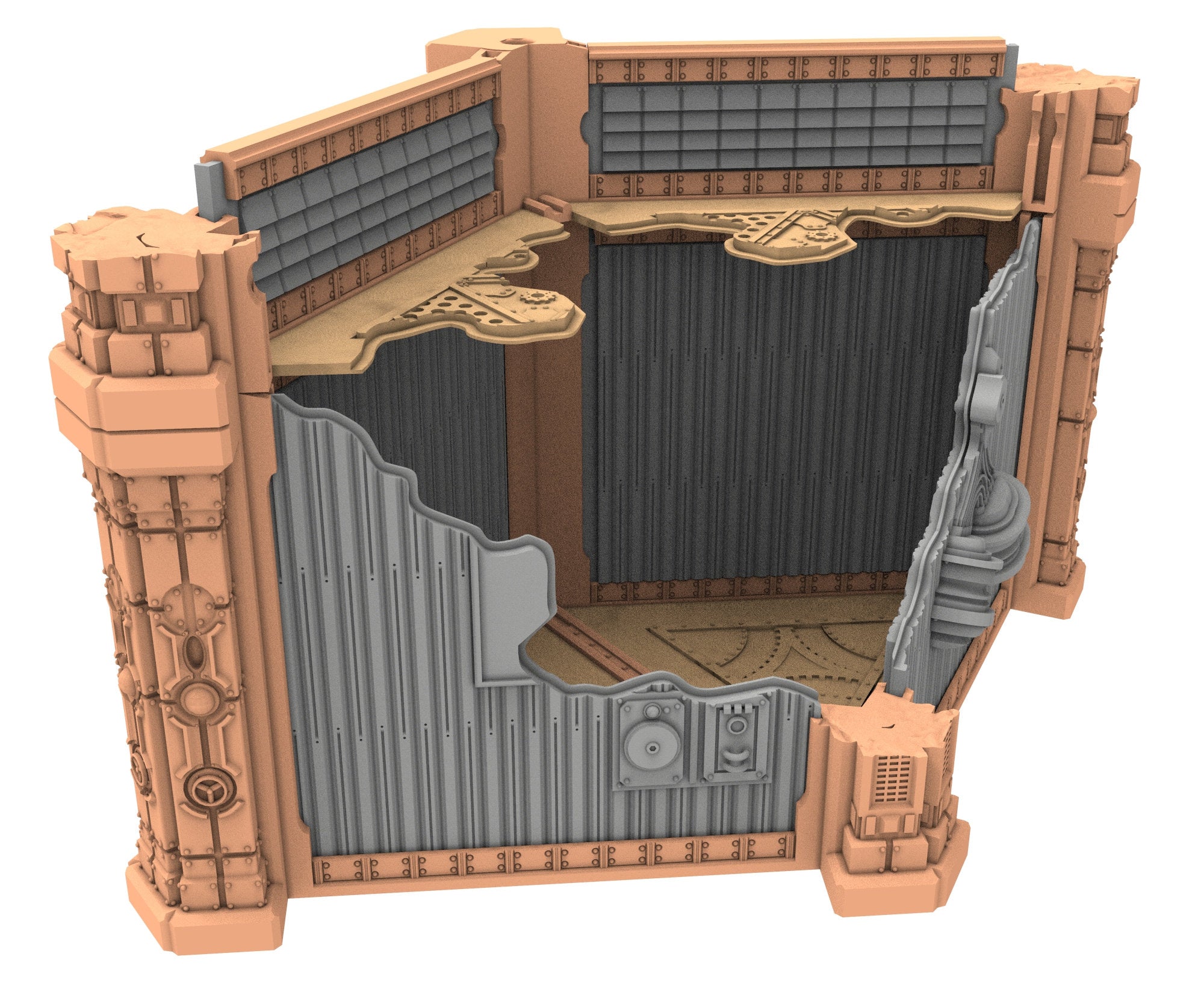 Military Ruined building printed in PLA and resin usable for warmachine, Damocles, One Page Rule, Firefight, infinity, scifi wargame...