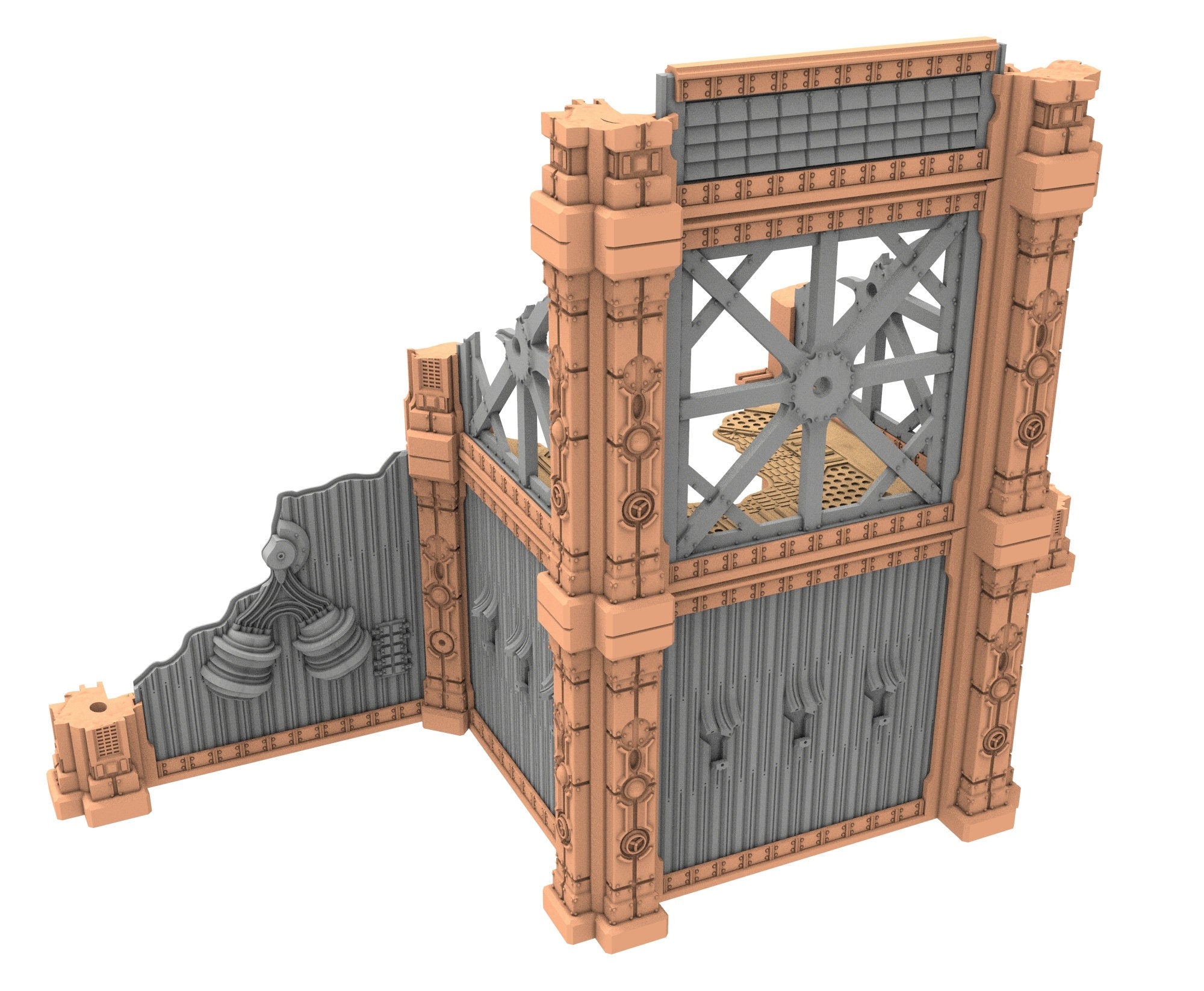 Military Ruined building printed in PLA and resin usable for warmachine, Damocles, One Page Rule, Firefight, infinity, scifi wargame...