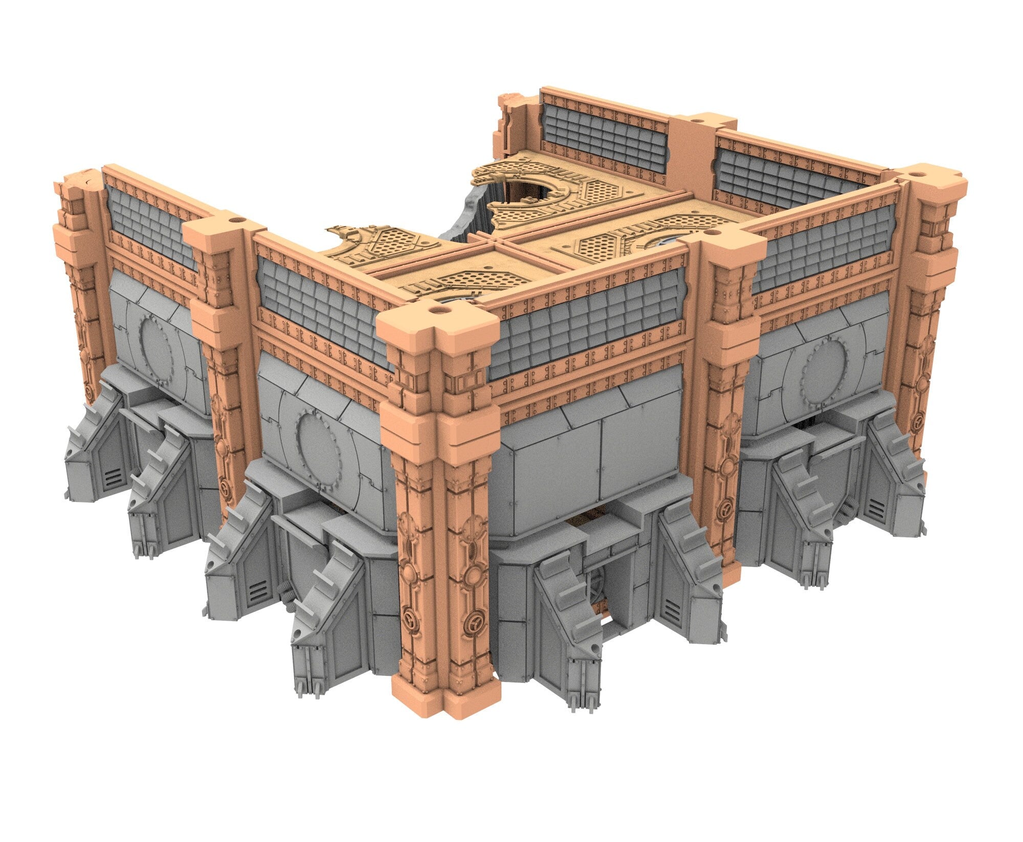 Military Ruined building printed in PLA and resin usable for warmachine, Damocles, One Page Rule, Firefight, infinity, scifi wargame...