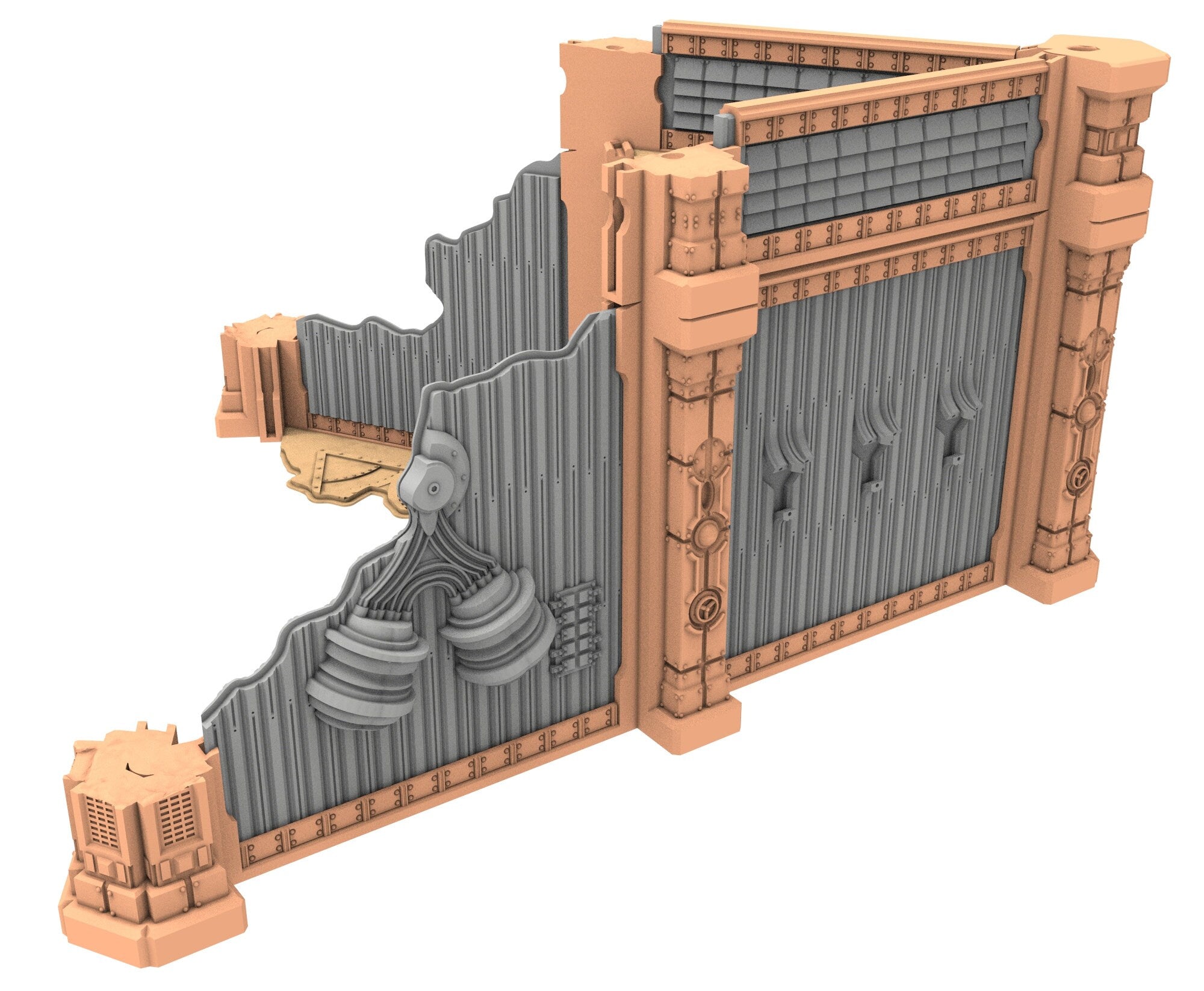 Military Ruined building printed in PLA and resin usable for warmachine, Damocles, One Page Rule, Firefight, infinity, scifi wargame...