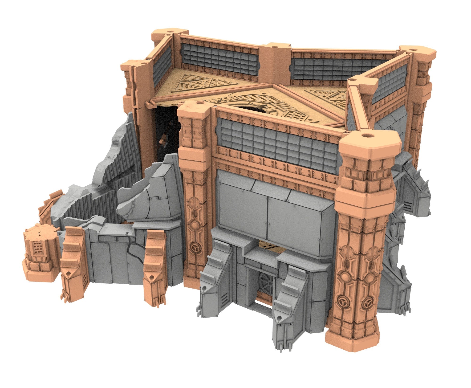 Military Ruined building printed in PLA and resin usable for warmachine, Damocles, One Page Rule, Firefight, infinity, scifi wargame...