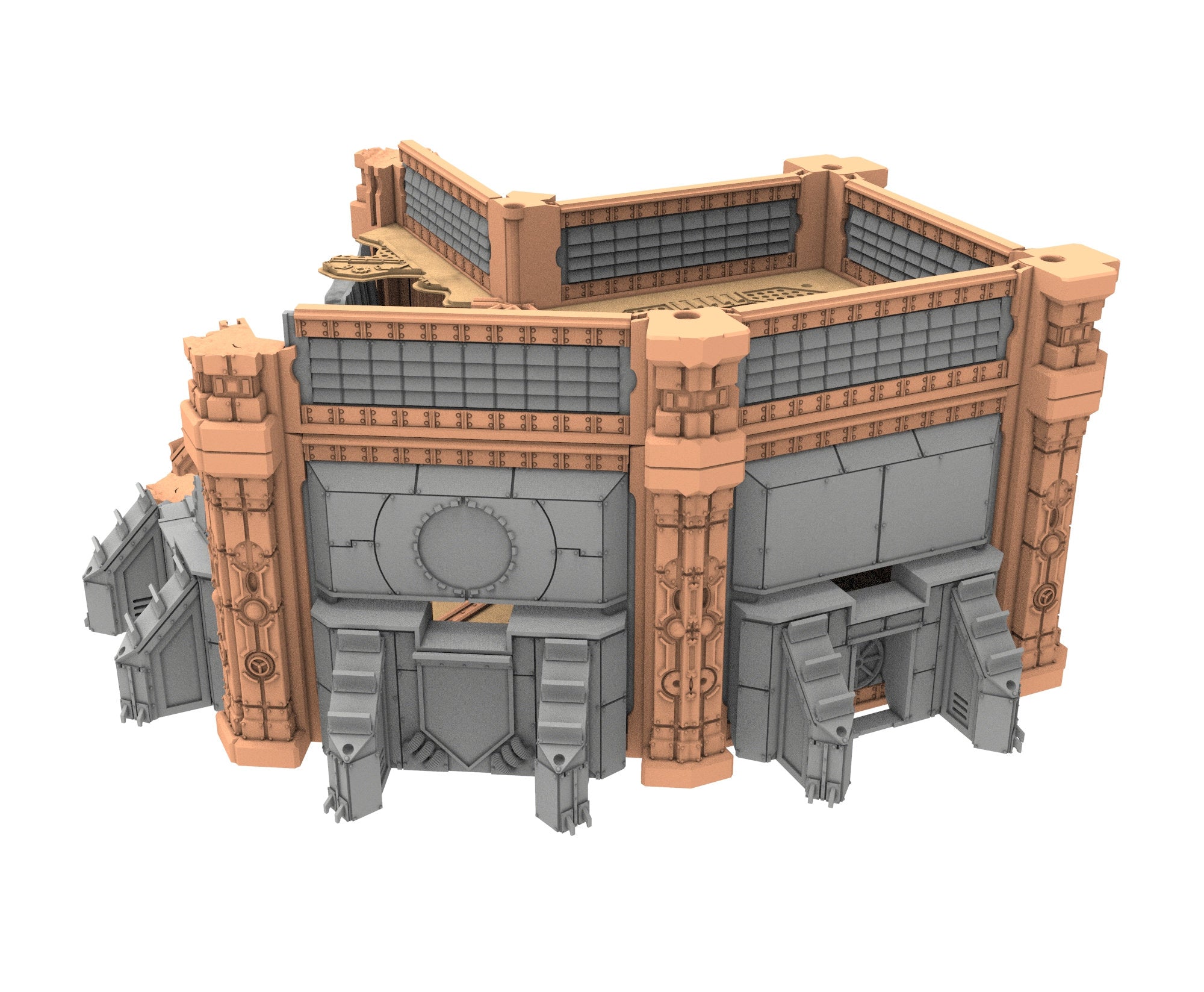Military Ruined building printed in PLA and resin usable for warmachine, Damocles, One Page Rule, Firefight, infinity, scifi wargame...