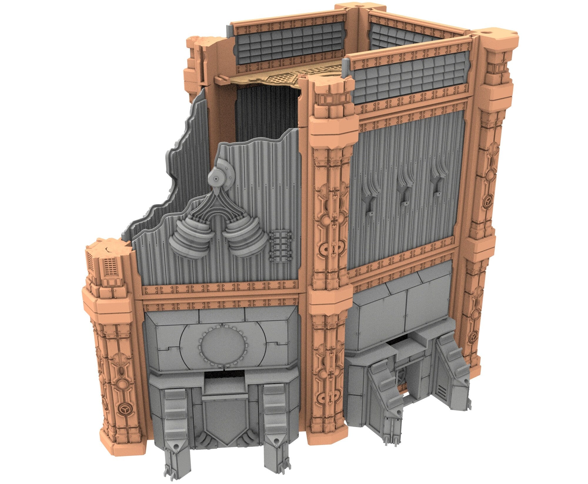Military Ruined building printed in PLA and resin usable for warmachine, Damocles, One Page Rule, Firefight, infinity, scifi wargame...