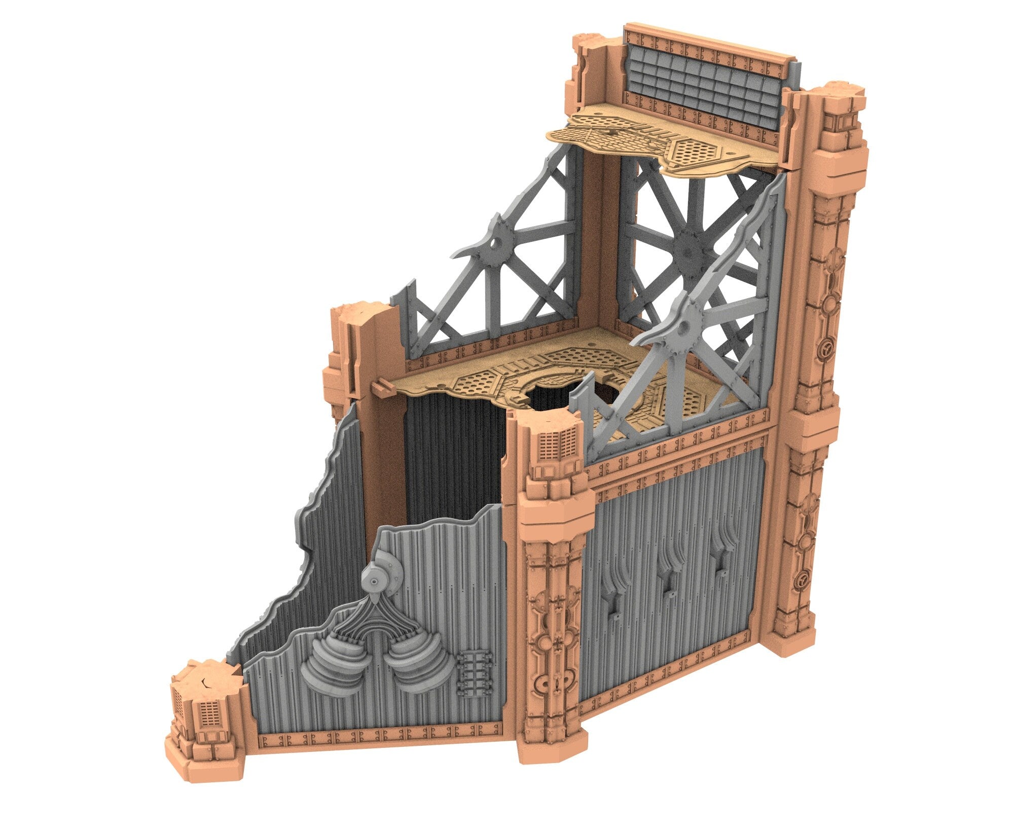 Military Ruined building printed in PLA and resin usable for warmachine, Damocles, One Page Rule, Firefight, infinity, scifi wargame...