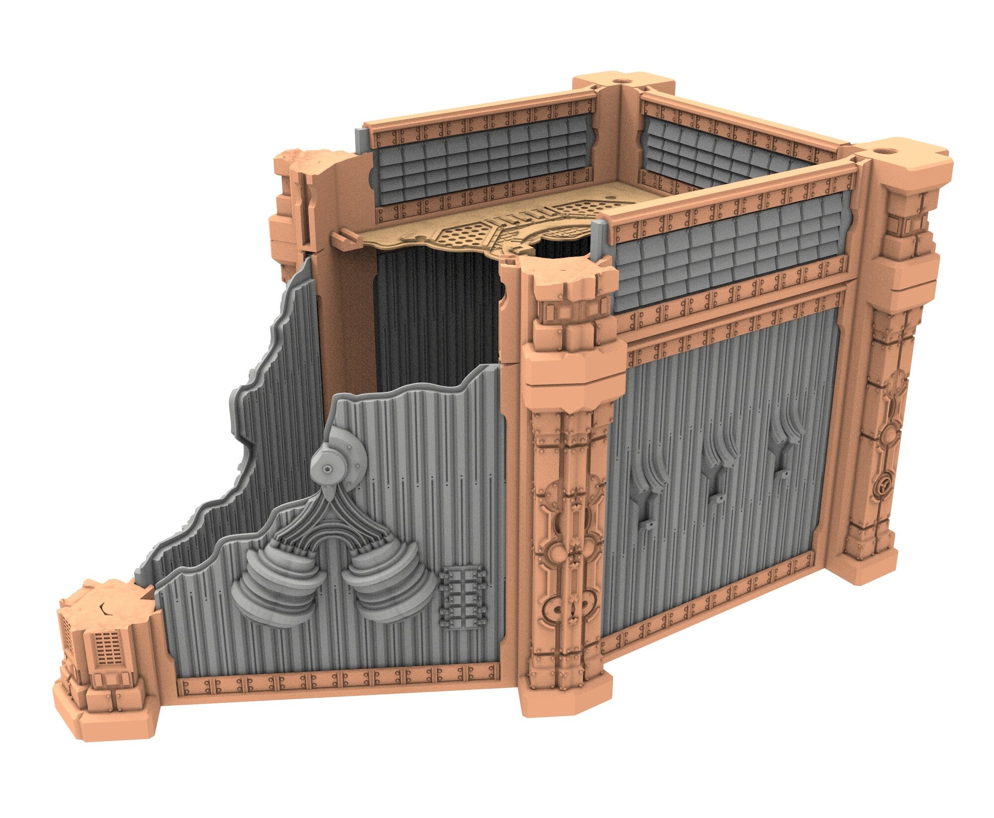Military Ruined building printed in PLA and resin usable for warmachine, Damocles, One Page Rule, Firefight, infinity, scifi wargame...