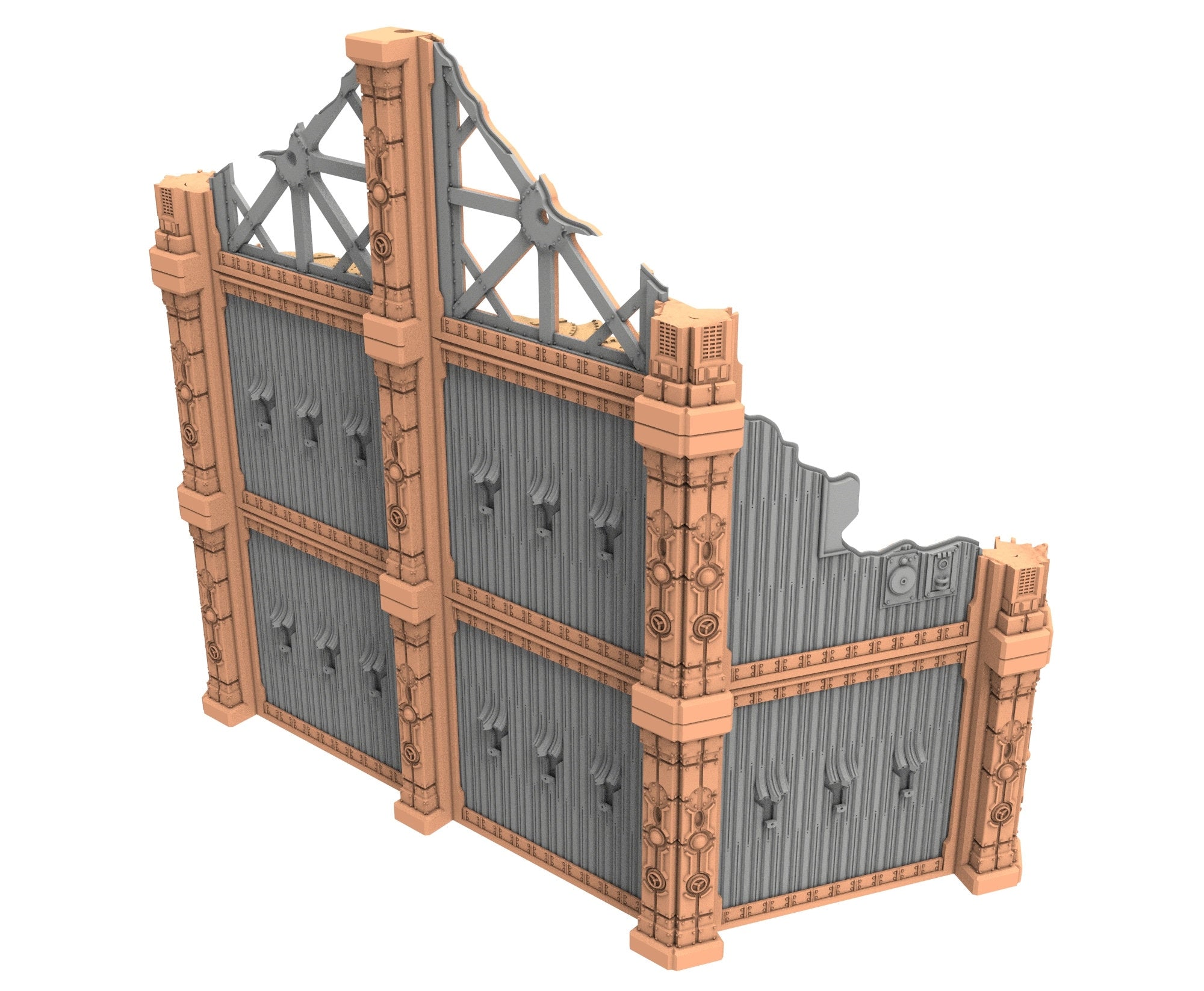 Military Ruined building printed in PLA and resin usable for warmachine, Damocles, One Page Rule, Firefight, infinity, scifi wargame...