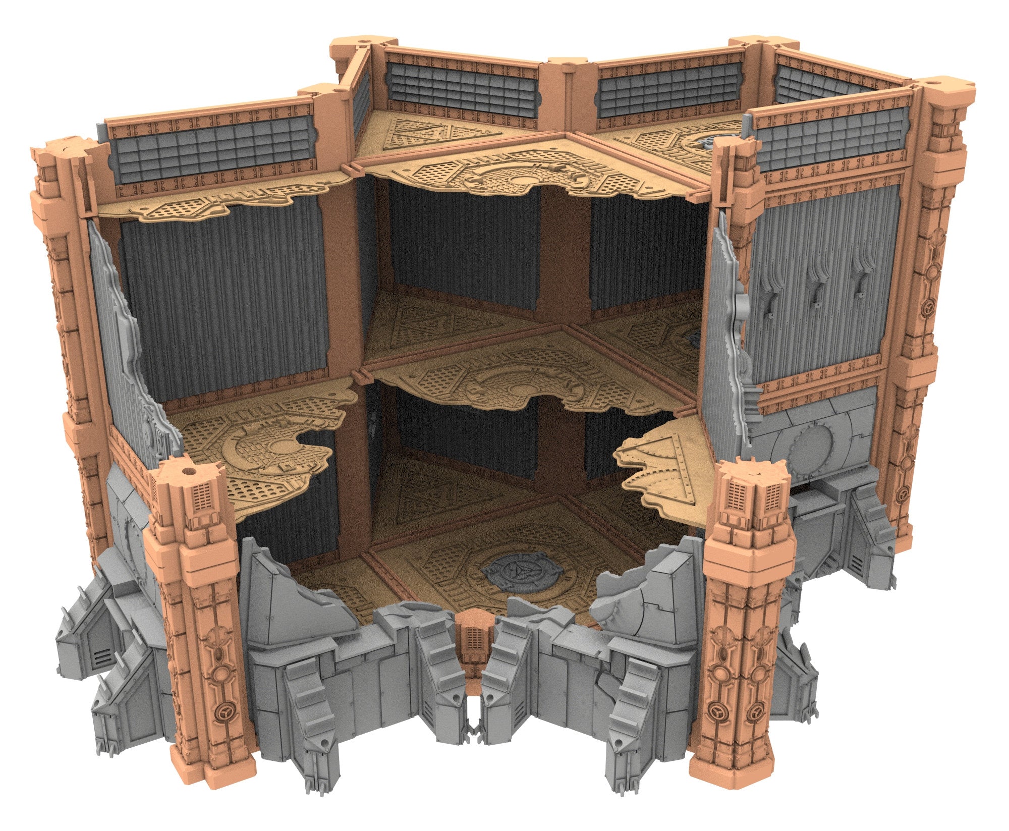 Military Ruined building printed in PLA and resin usable for warmachine, Damocles, One Page Rule, Firefight, infinity, scifi wargame...