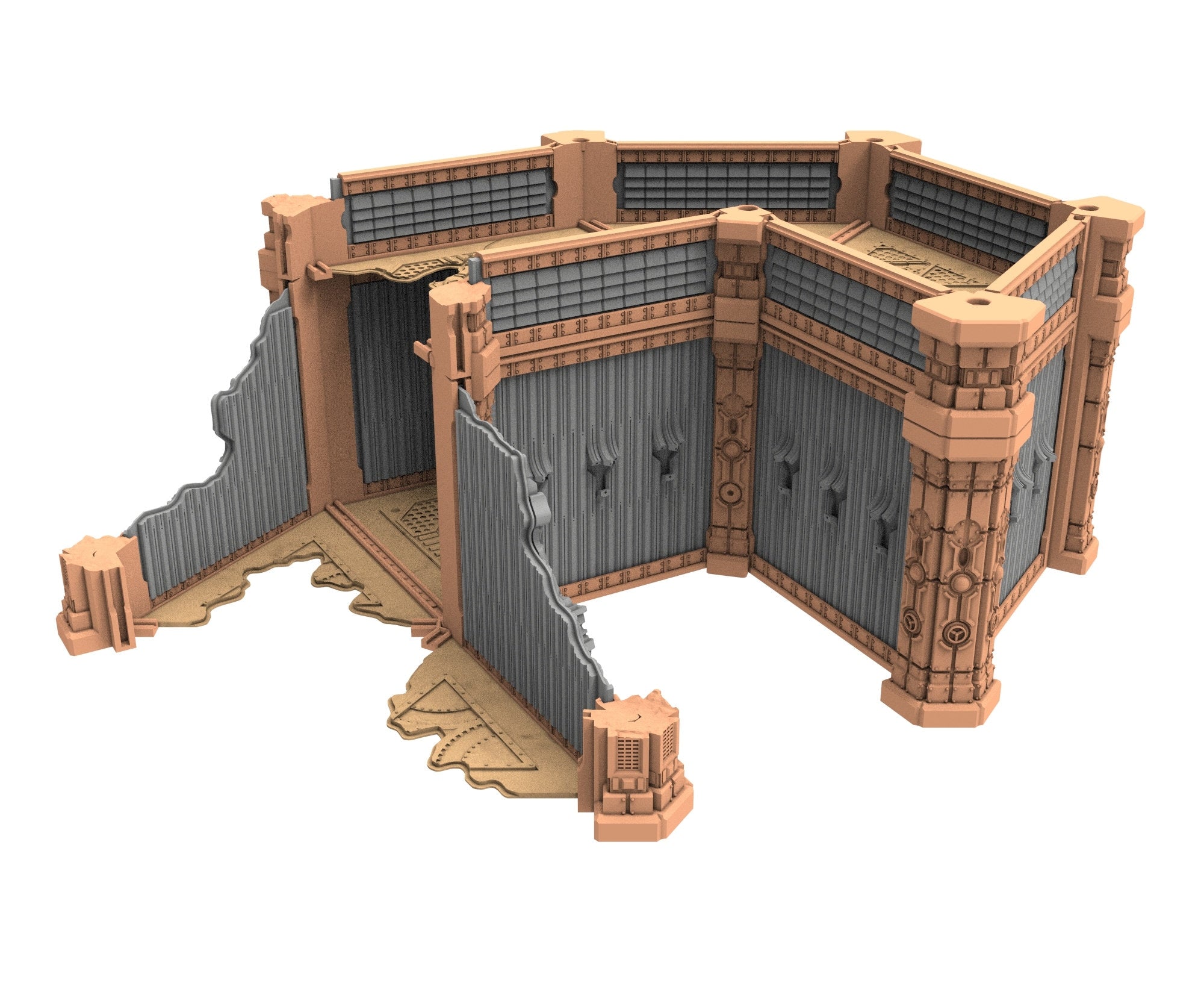 Military Ruined building printed in PLA and resin usable for warmachine, Damocles, One Page Rule, Firefight, infinity, scifi wargame...