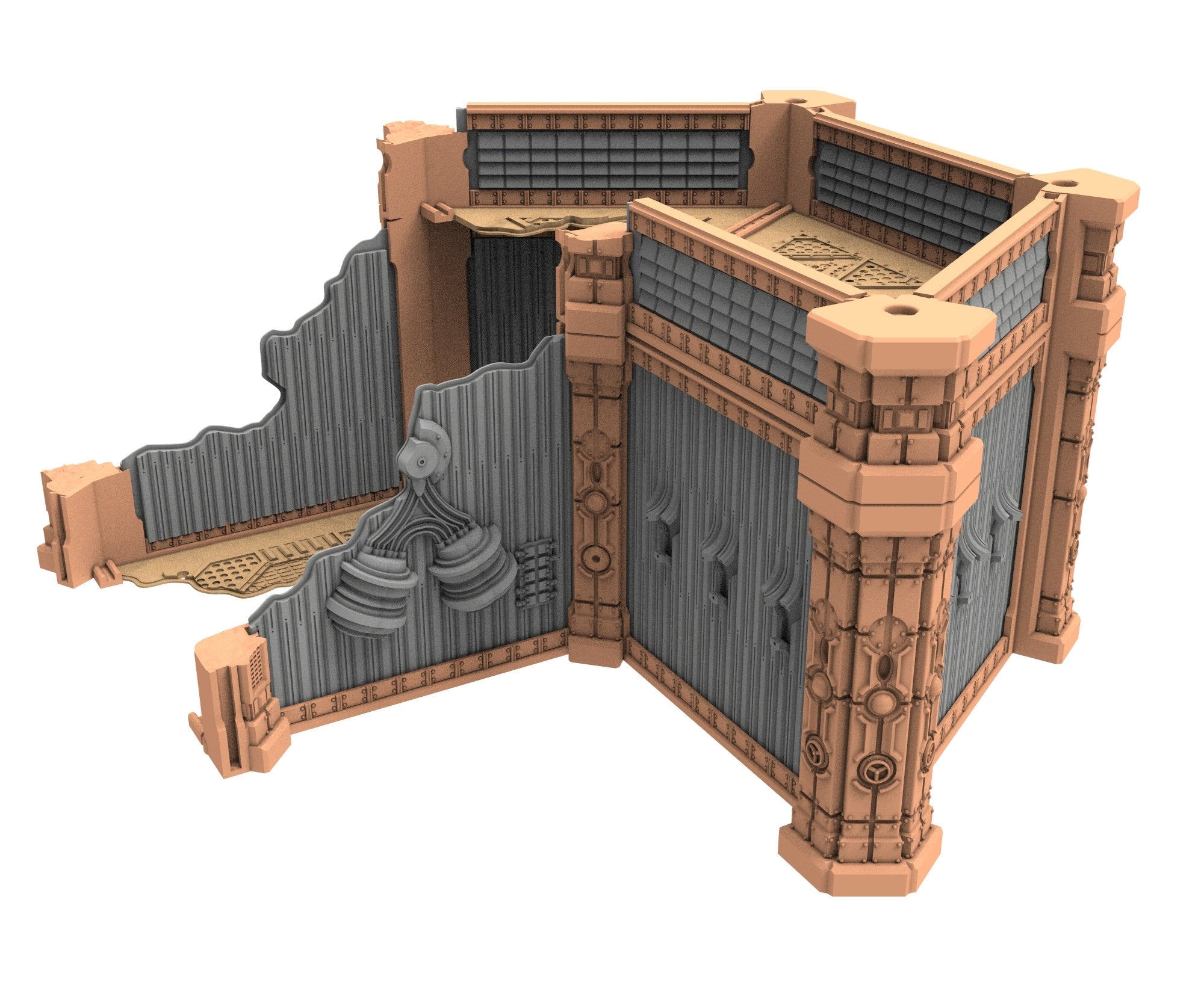 Military Ruined building printed in PLA and resin usable for warmachine, Damocles, One Page Rule, Firefight, infinity, scifi wargame...