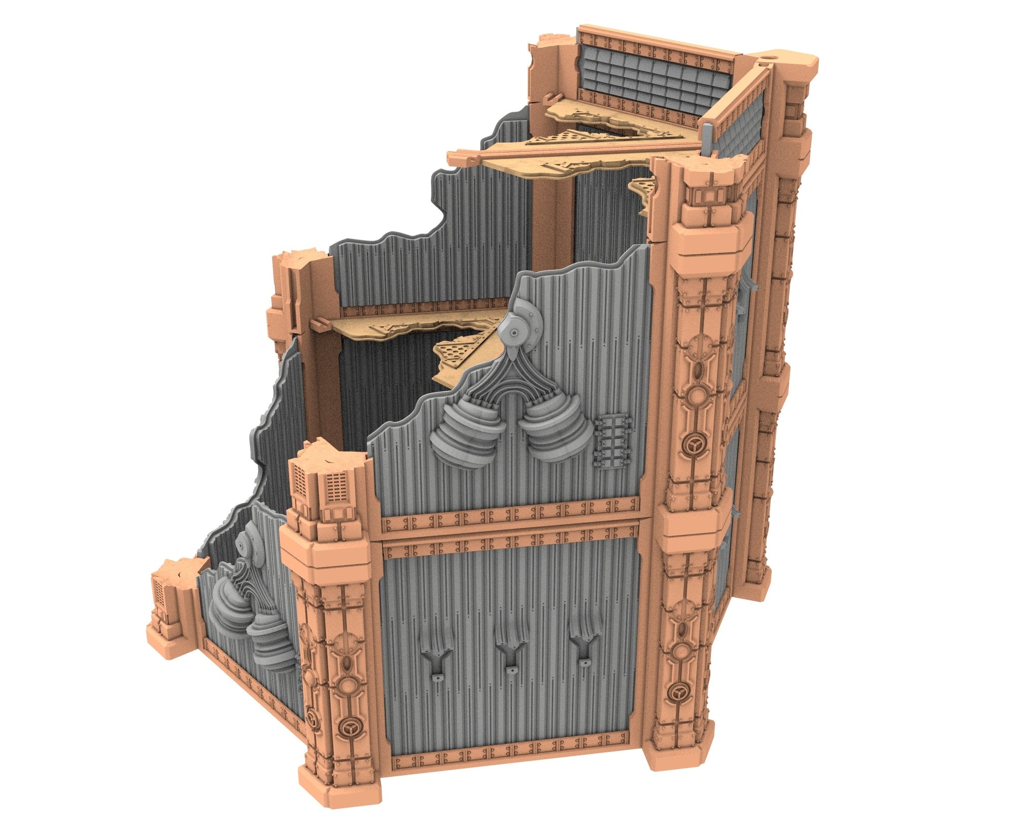 Military Ruined building printed in PLA and resin usable for warmachine, Damocles, One Page Rule, Firefight, infinity, scifi wargame...