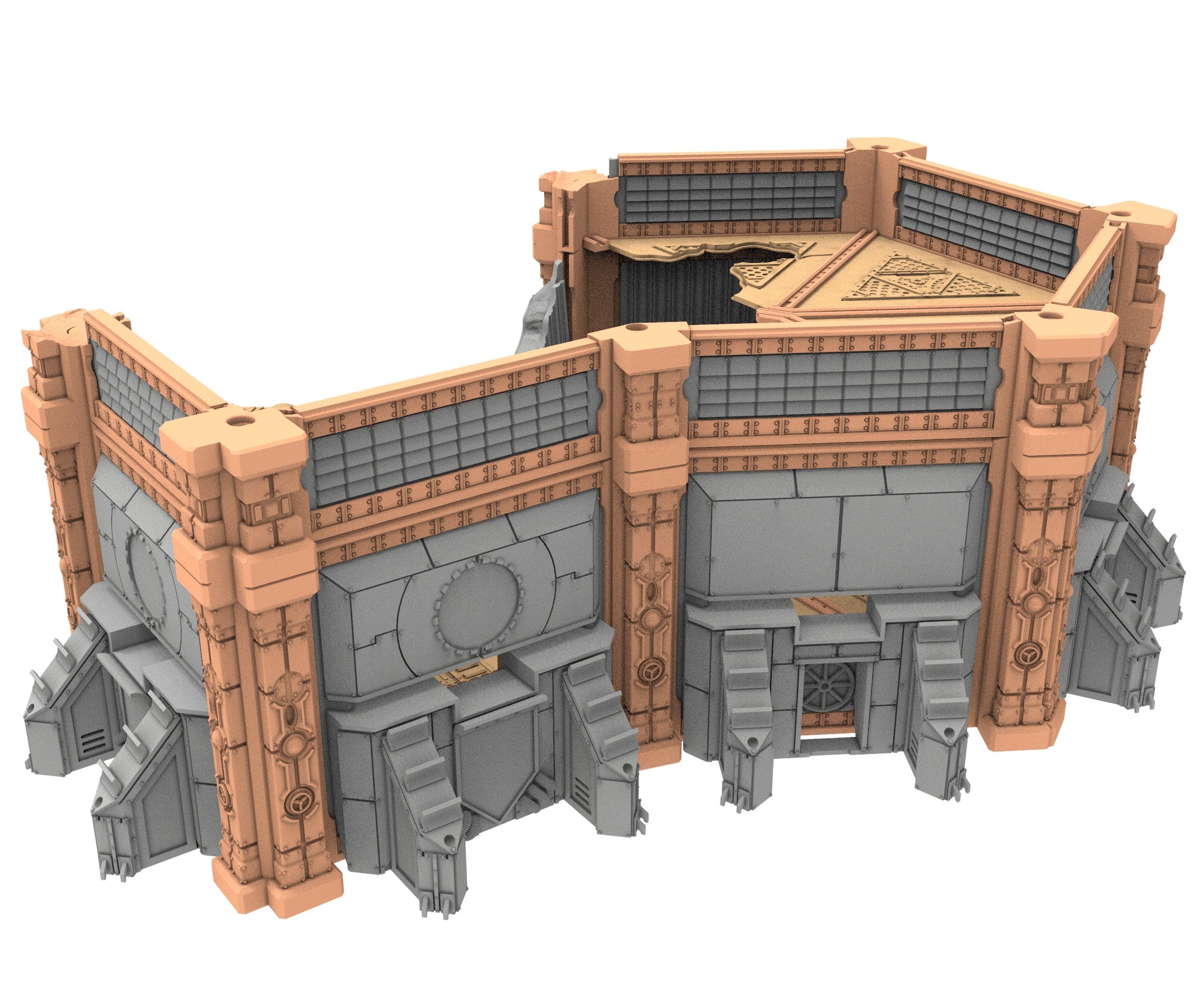 Military Ruined building printed in PLA and resin usable for warmachine, Damocles, One Page Rule, Firefight, infinity, scifi wargame...