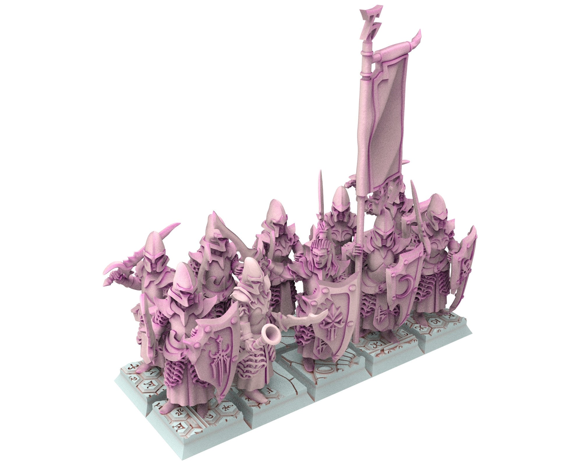 Dark Elves - Spearmen unit 20 soldiers, dark elves, Merciless north pillars usable for 9th Age, Fantasy Battle, Oldhammer, King of war, D&D