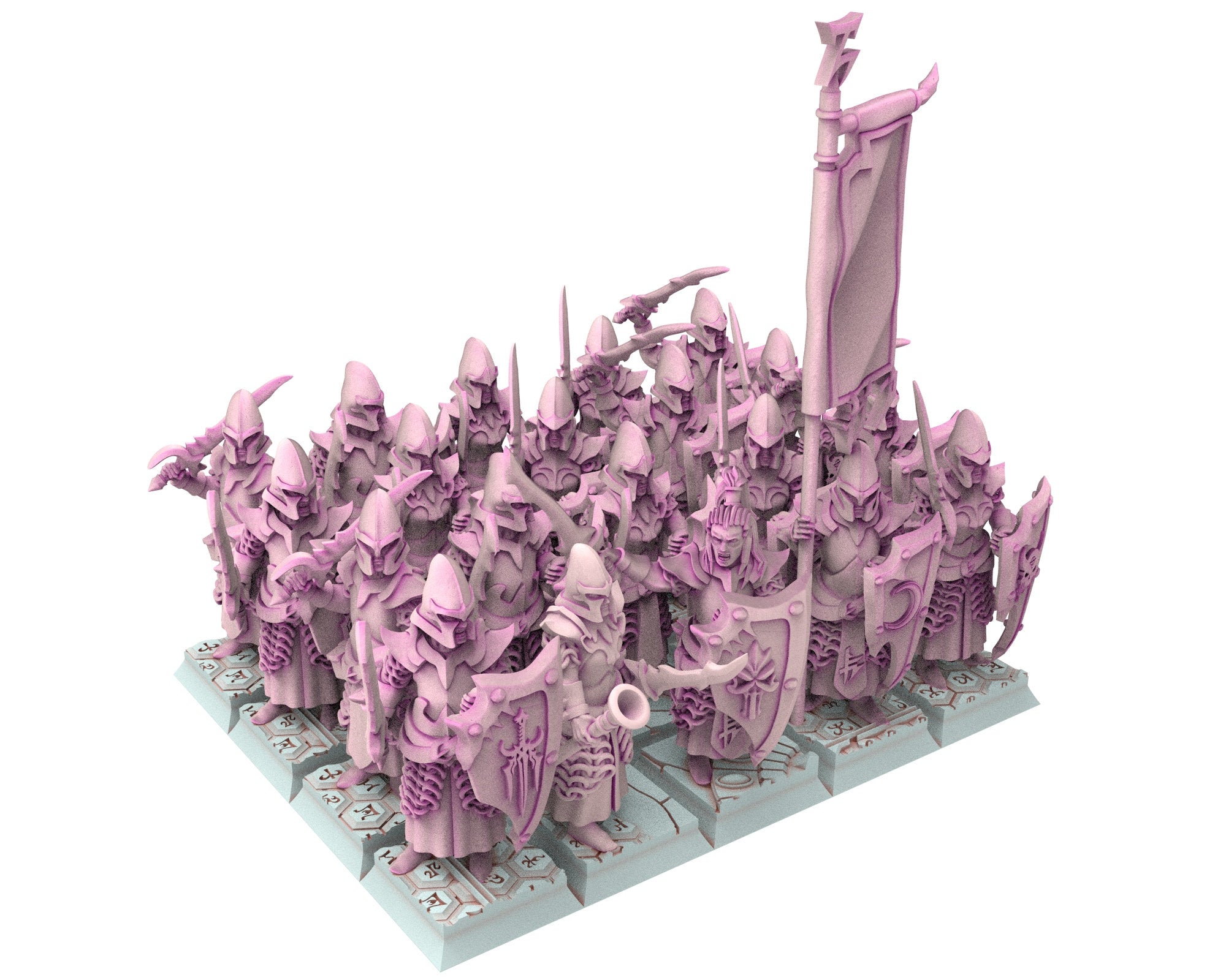 Dark Elves - Spearmen unit 20 soldiers, dark elves, Merciless north pillars usable for 9th Age, Fantasy Battle, Oldhammer, King of war, D&D