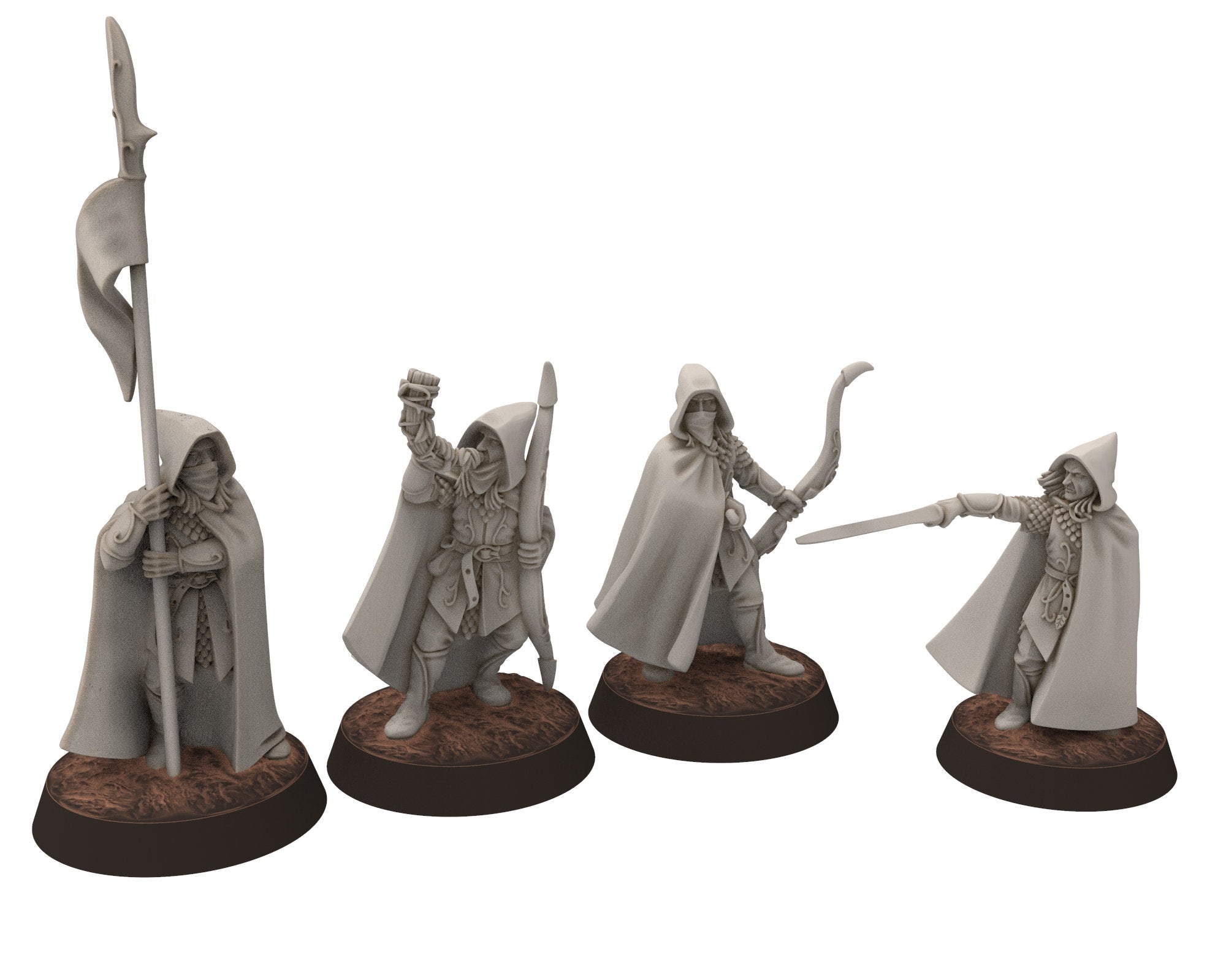 Darkwood - Rangers Wood elves Warriors with Bows, Middle rings miniatures for wargame D&D, LOTR, Medbury miniatures