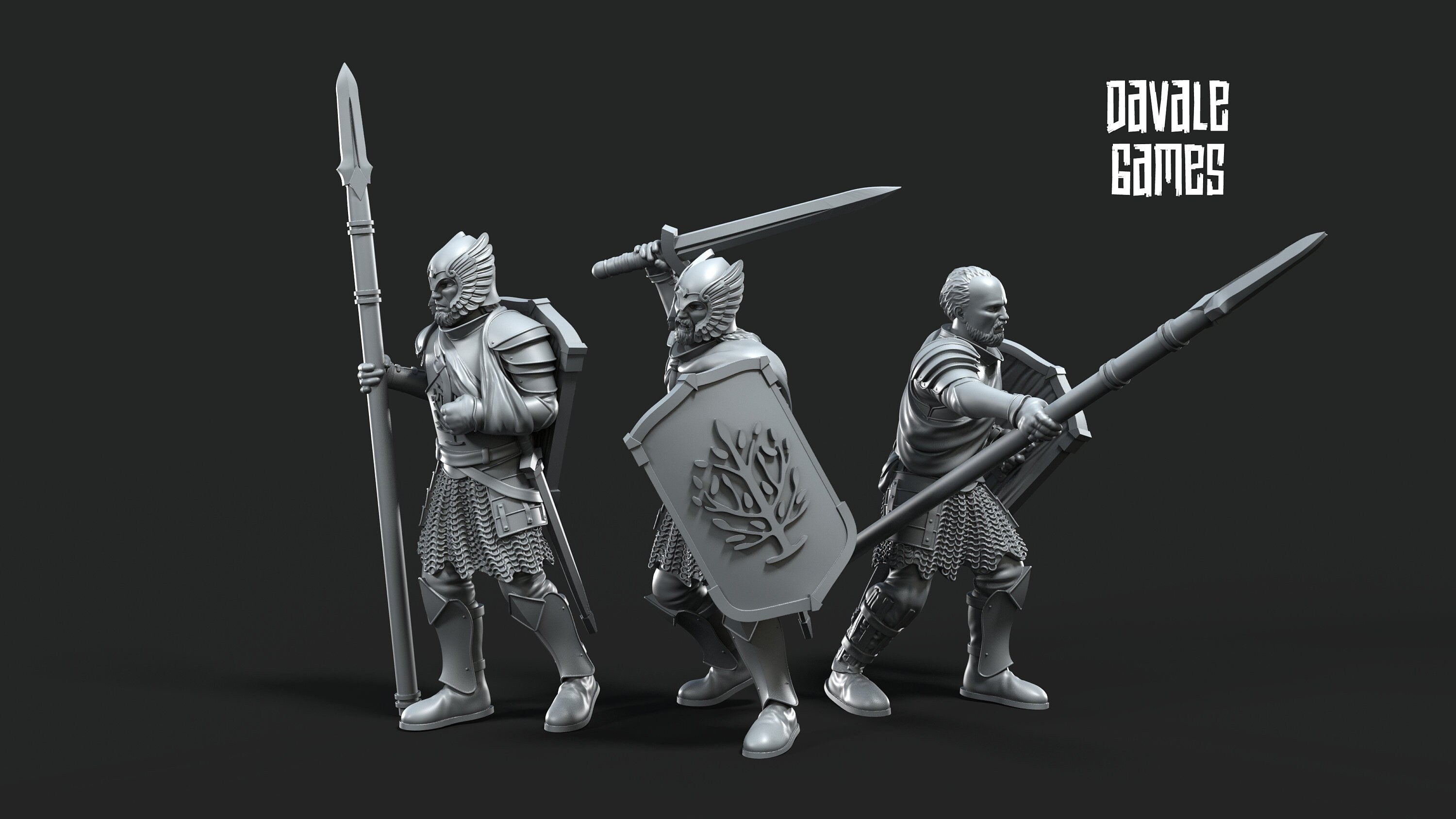 Ornor - 6x Wounded Grey Castle Warriors - Fantasy, davale games, for Wargames, Pathfinder, Dungeons & Dragons