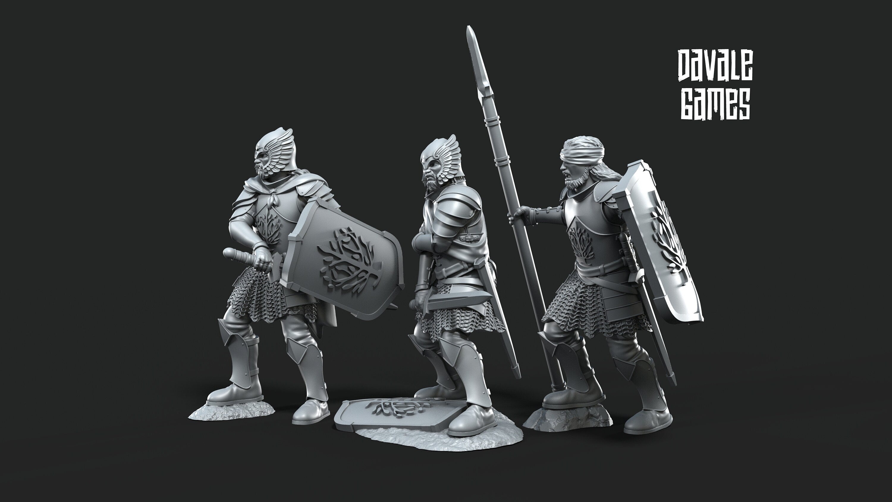 Ornor - 6x Wounded Grey Castle Warriors - Fantasy, davale games, for Wargames, Pathfinder, Dungeons & Dragons