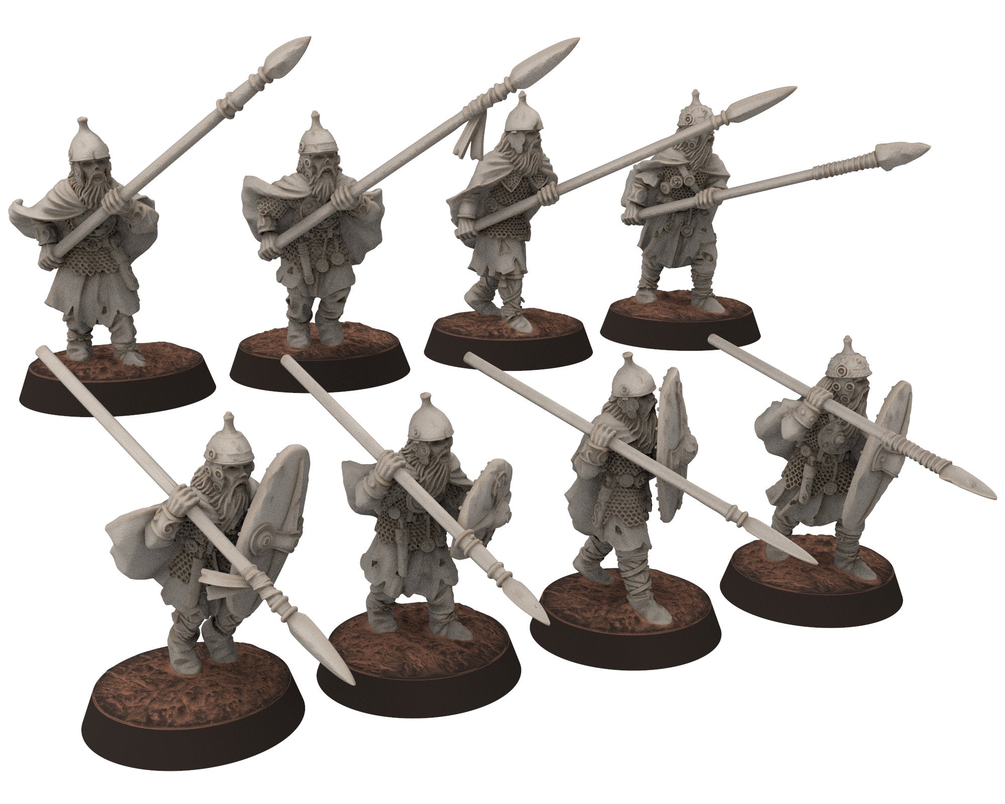 Undead Ghosts - Ghosty Gaul specters of the old war with Spears, under the mountain, miniatures for wargame D&D, LOTR...